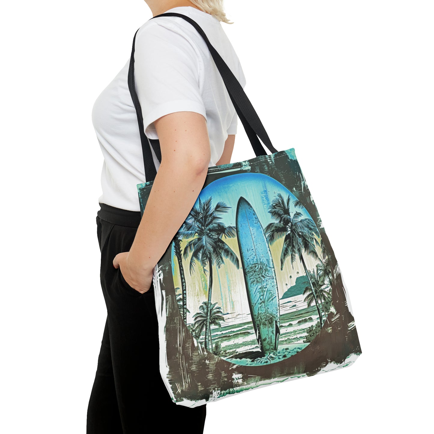 Blue surfboard Tote Bag (AOP)