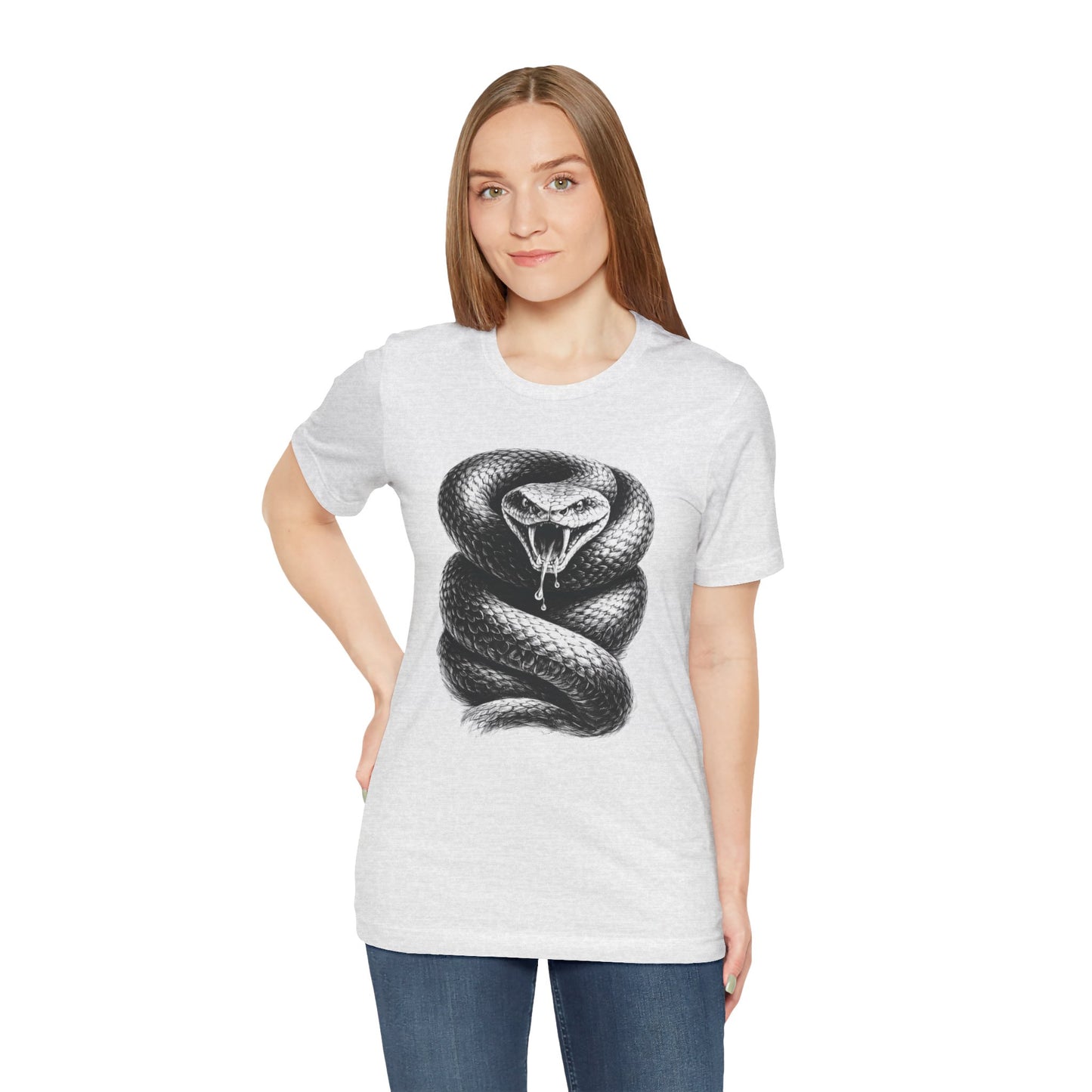 Snake Graphic Tee in charcoal drawing style — Coiled Rattlesnake Illustration T-Shirt