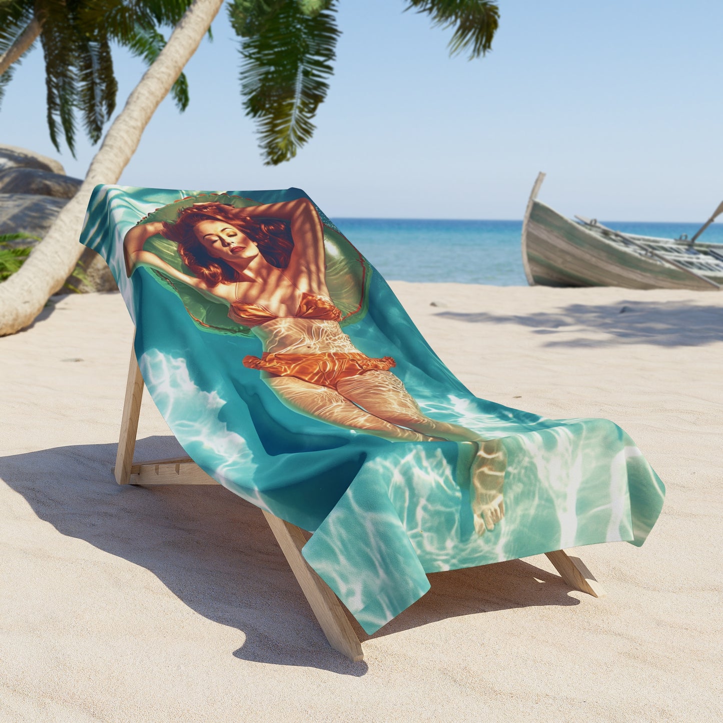 Lady in the pool Beach Towel 36" x 72"
