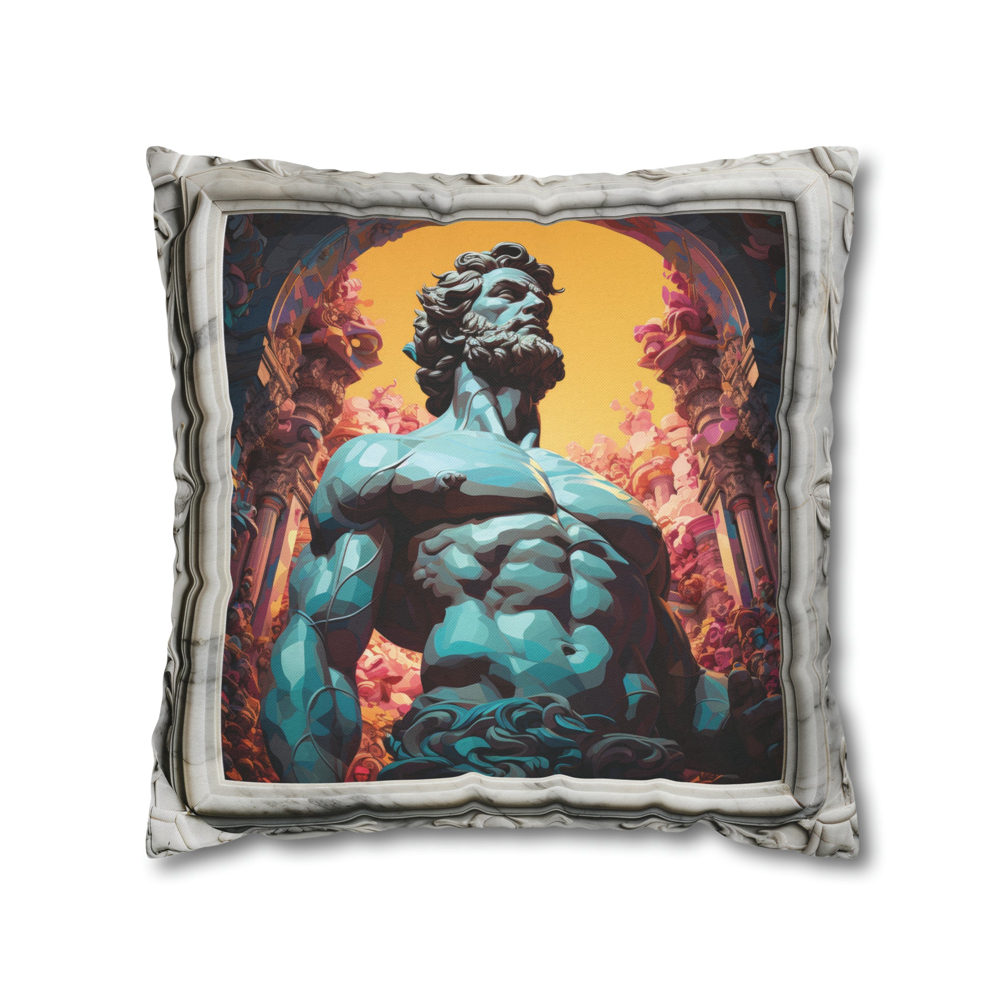 Hercules in a marble frame 18 x 18 Spun Polyester Square Pillow Case