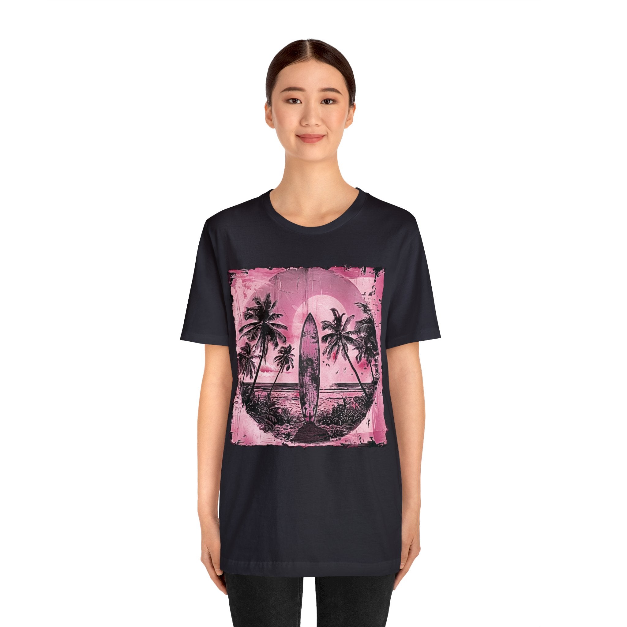 Pink vintage surfboard Unisex Jersey Short Sleeve Tee