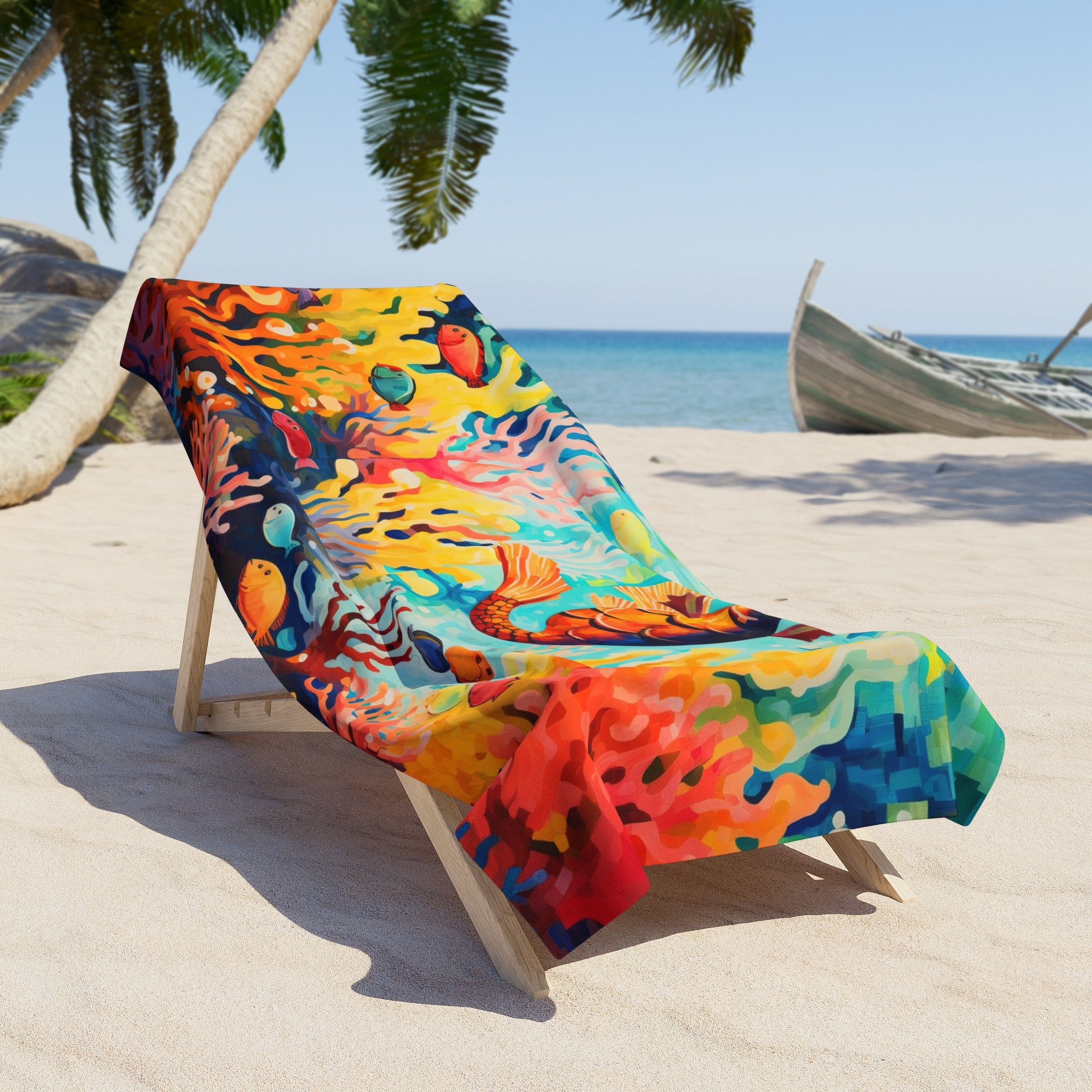Sunny Seahorse Beach Towel