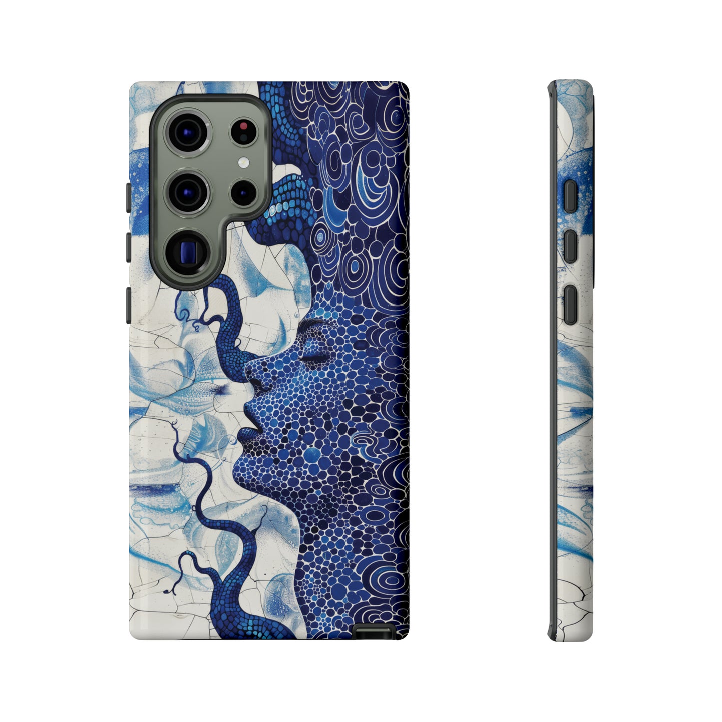 Phone Case, blue woman Artistic design, Tough Case, Colorful whimsical fantasy design, iPhone 15, 14, 13, 12, 11, Samsung, Pixel