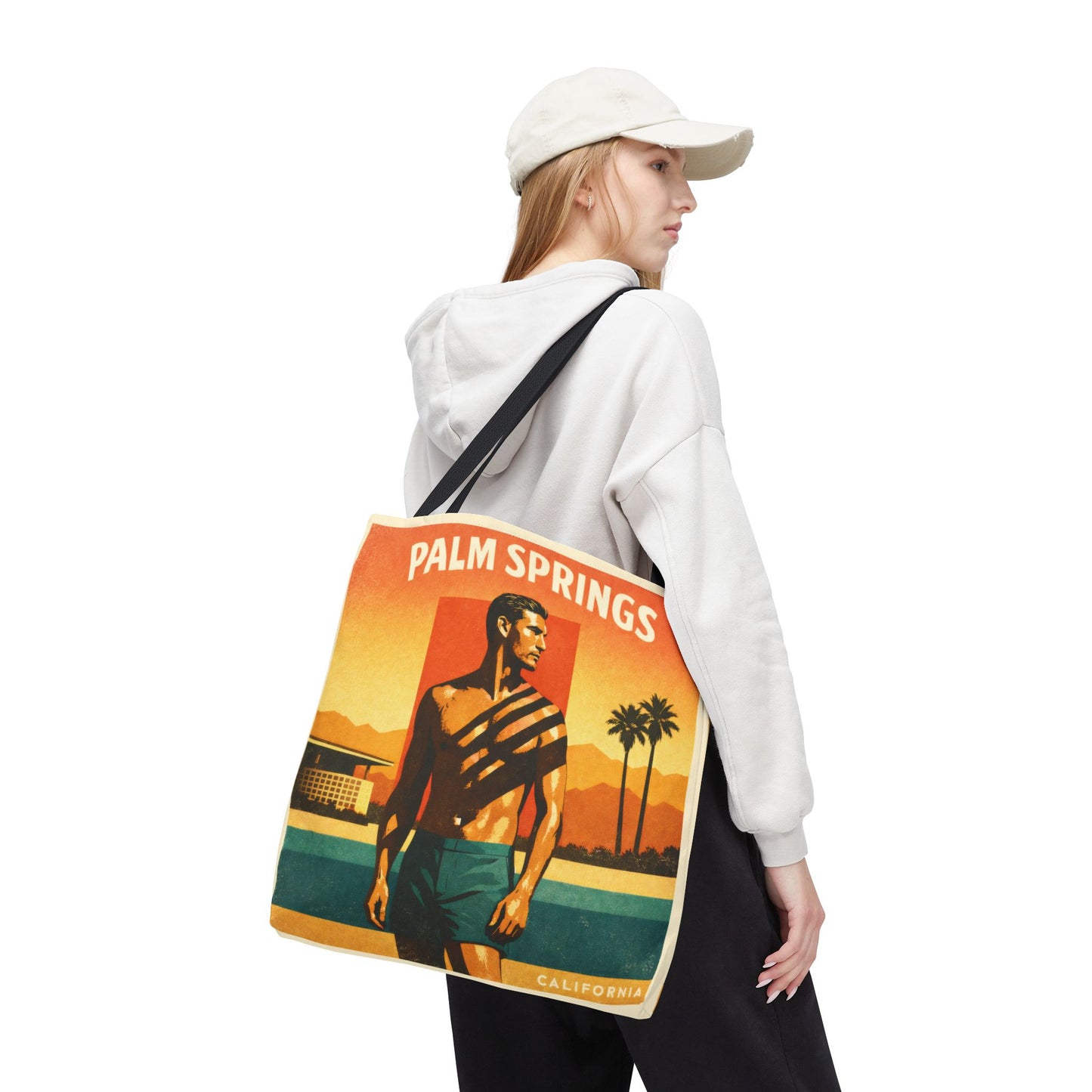Palm Springs Vintage Beach Tote Bag — Retro Sunset Travel Tote