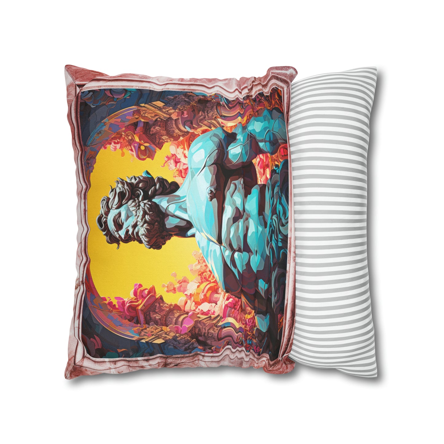 Hercules in a faux pink marble frame 18"x18" Square Pillow Case