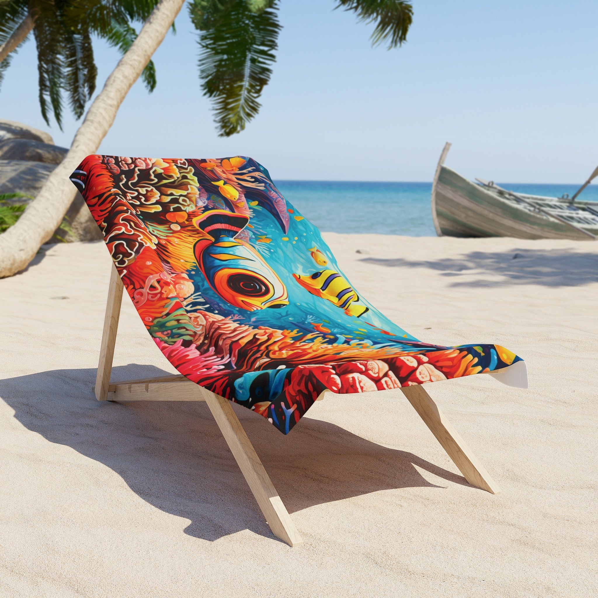 Colorful reef fish Beach Towel in two sizes
