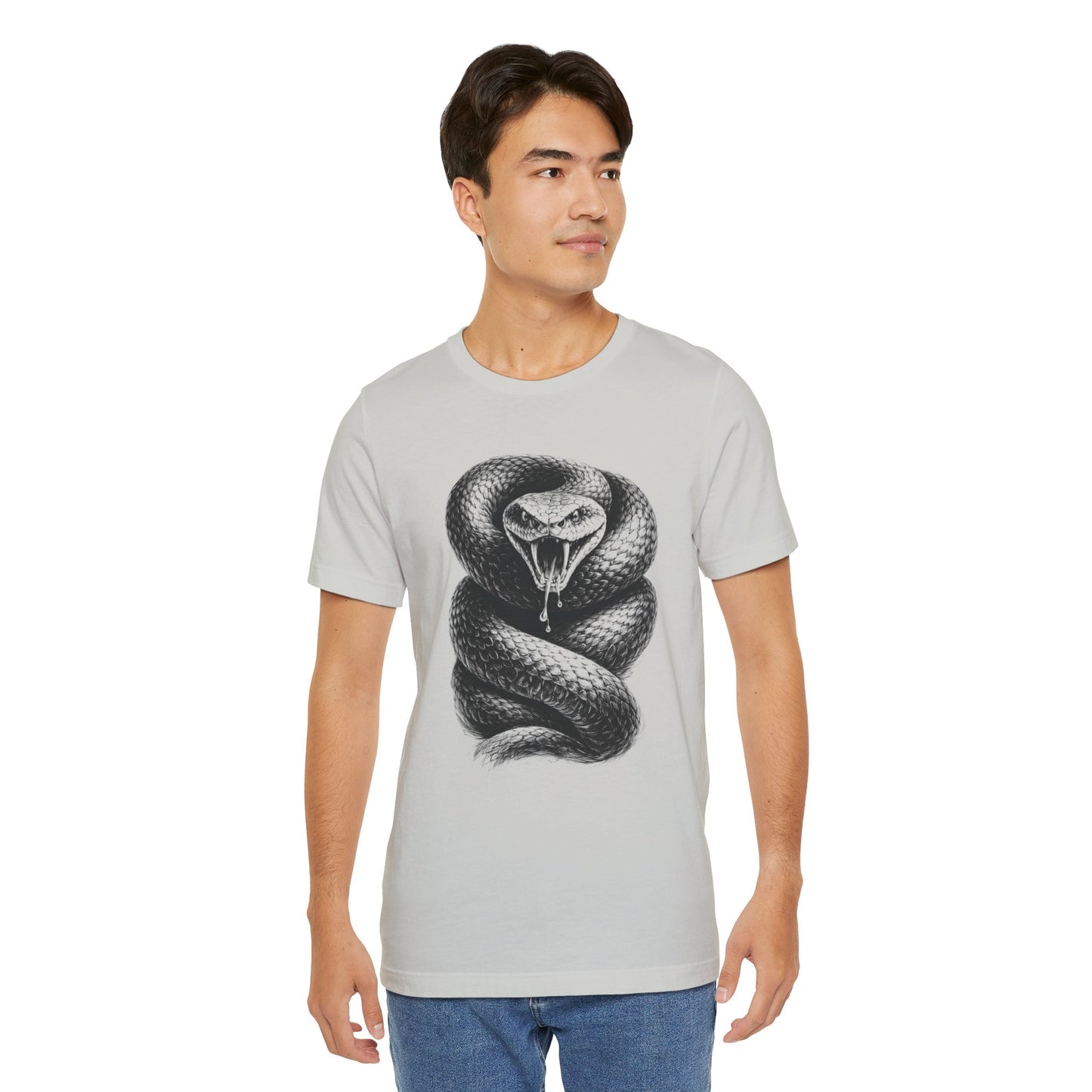 Snake Graphic Tee in charcoal drawing style — Coiled Rattlesnake Illustration T-Shirt