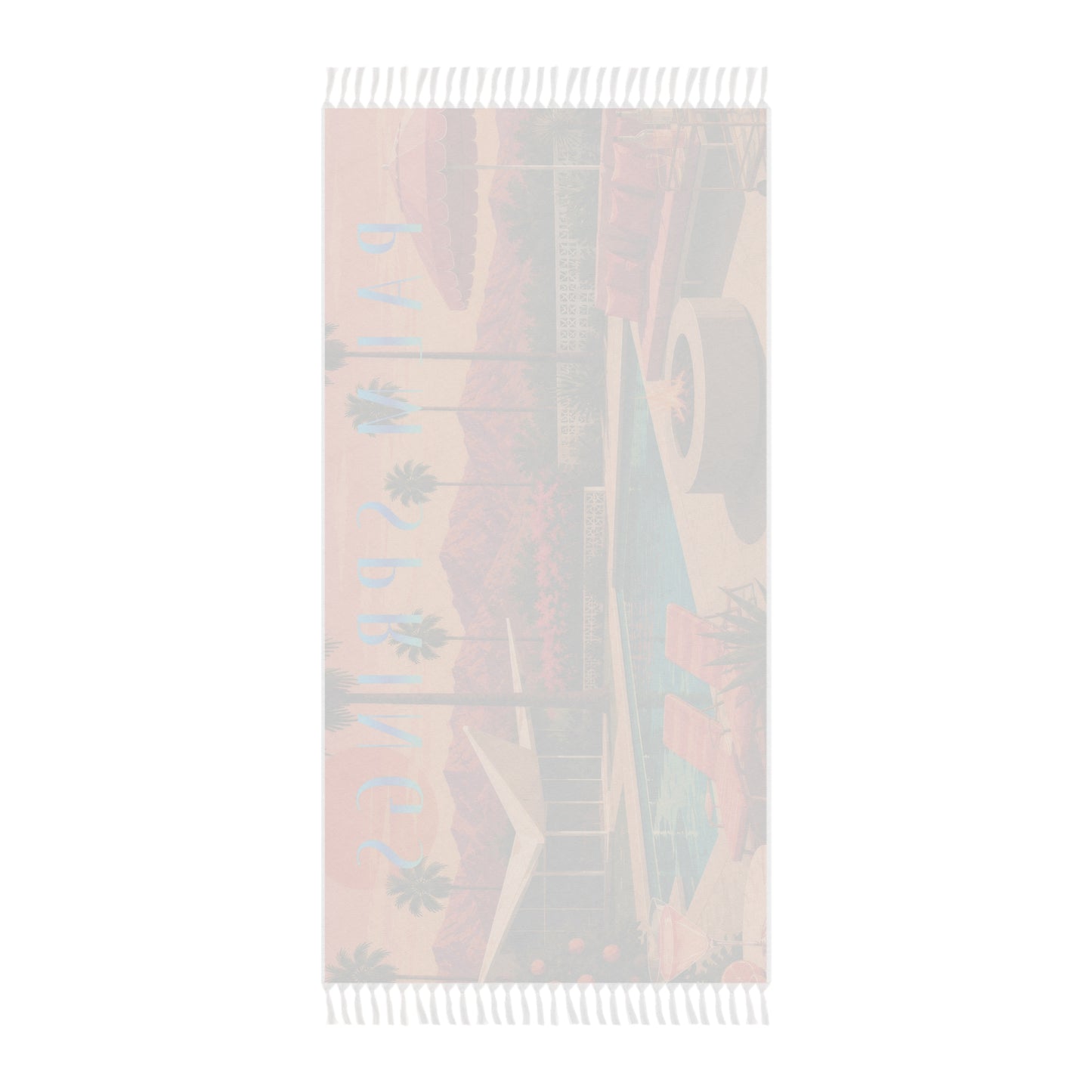 Boho Beach Towel – Retro Palm Springs Poolside Print 38" x 81"