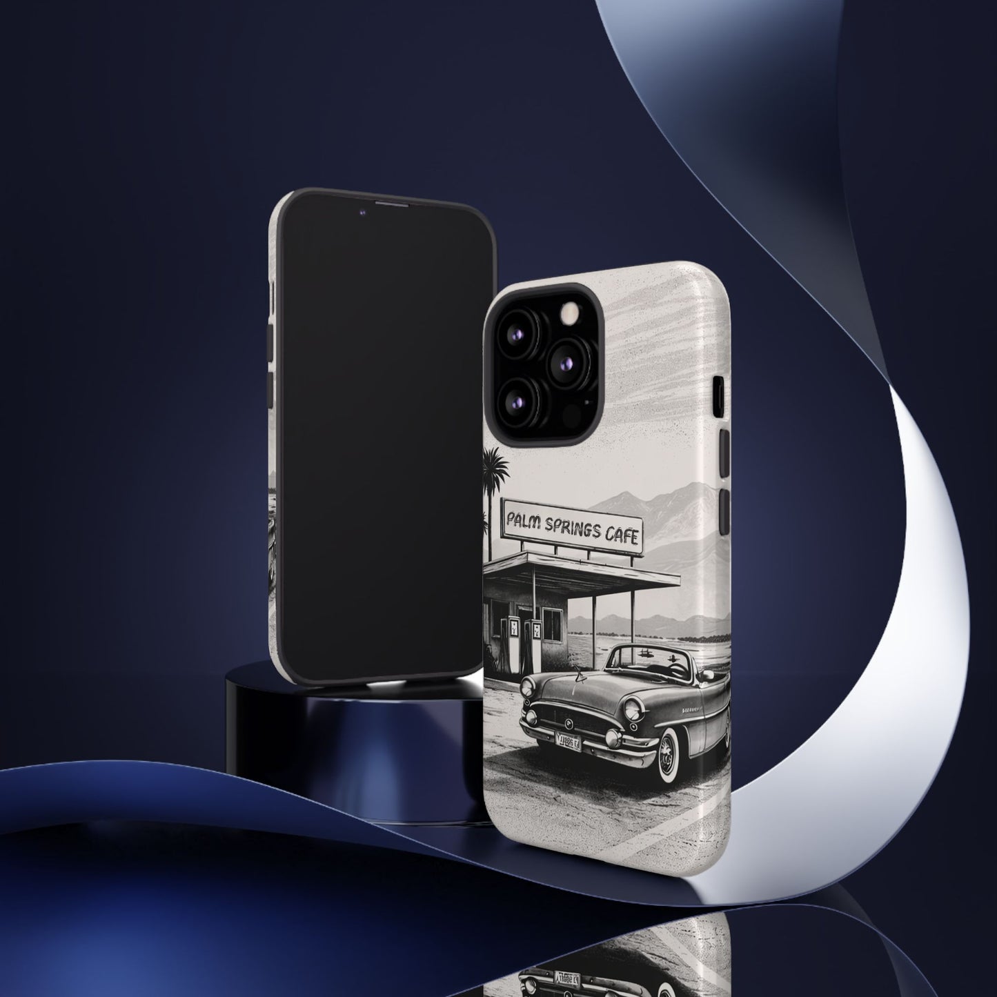 Vintage Palm Springs Cafe Phone Case – Retro Convertible Roadtrip Design