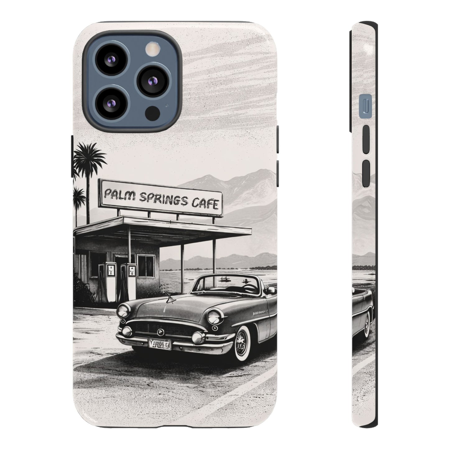 Vintage Palm Springs Cafe Phone Case – Retro Convertible Roadtrip Design