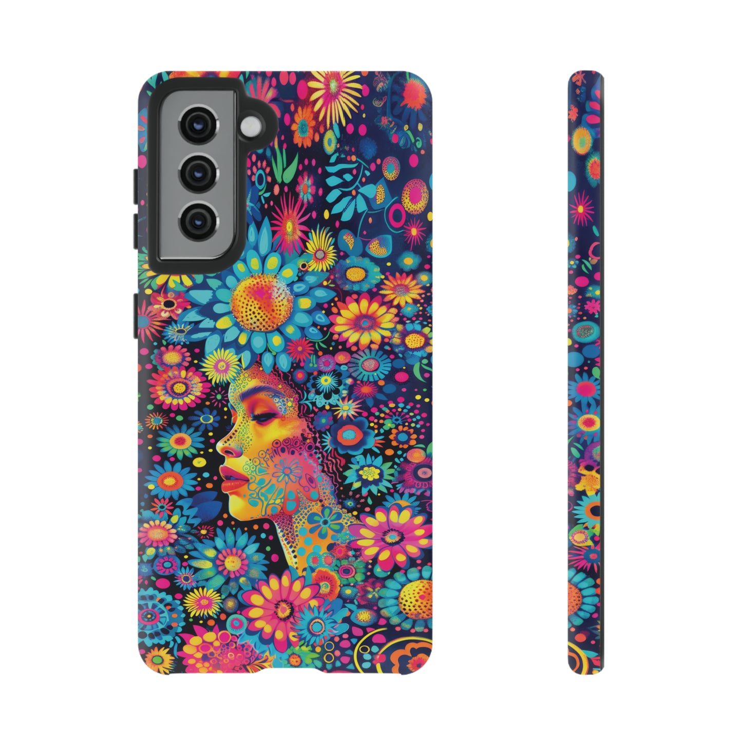 Phone Case, whimsical flower girl, Artistic design, Tough Case, Colorful flower fantasy design, iPhone 15, 14, 13, 12, 11, Samsung, Pixel