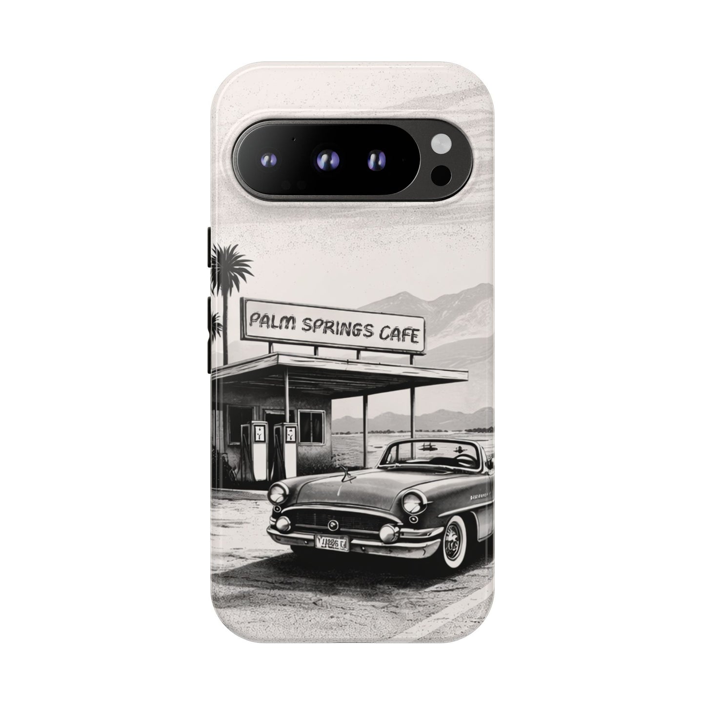 Vintage Palm Springs Cafe Phone Case – Retro Convertible Roadtrip Design