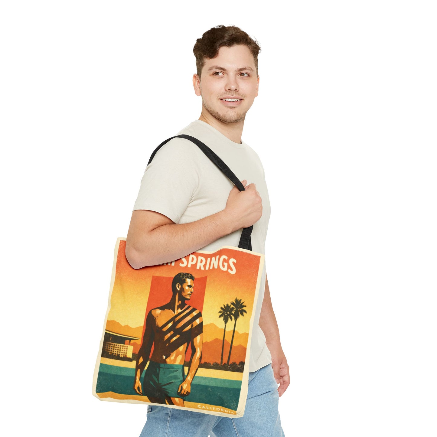 Palm Springs Vintage Beach Tote Bag — Retro Sunset Travel Tote