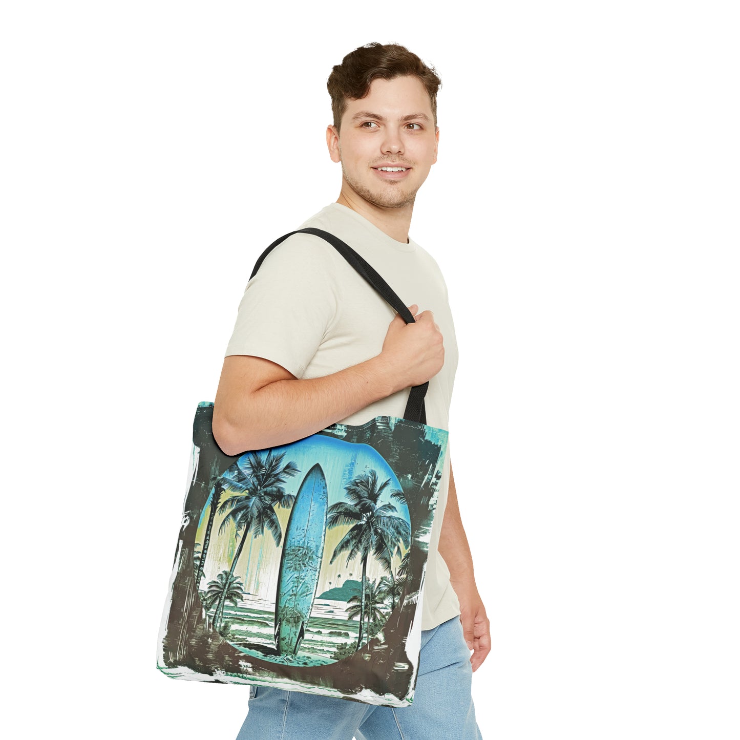 Blue surfboard Tote Bag (AOP)