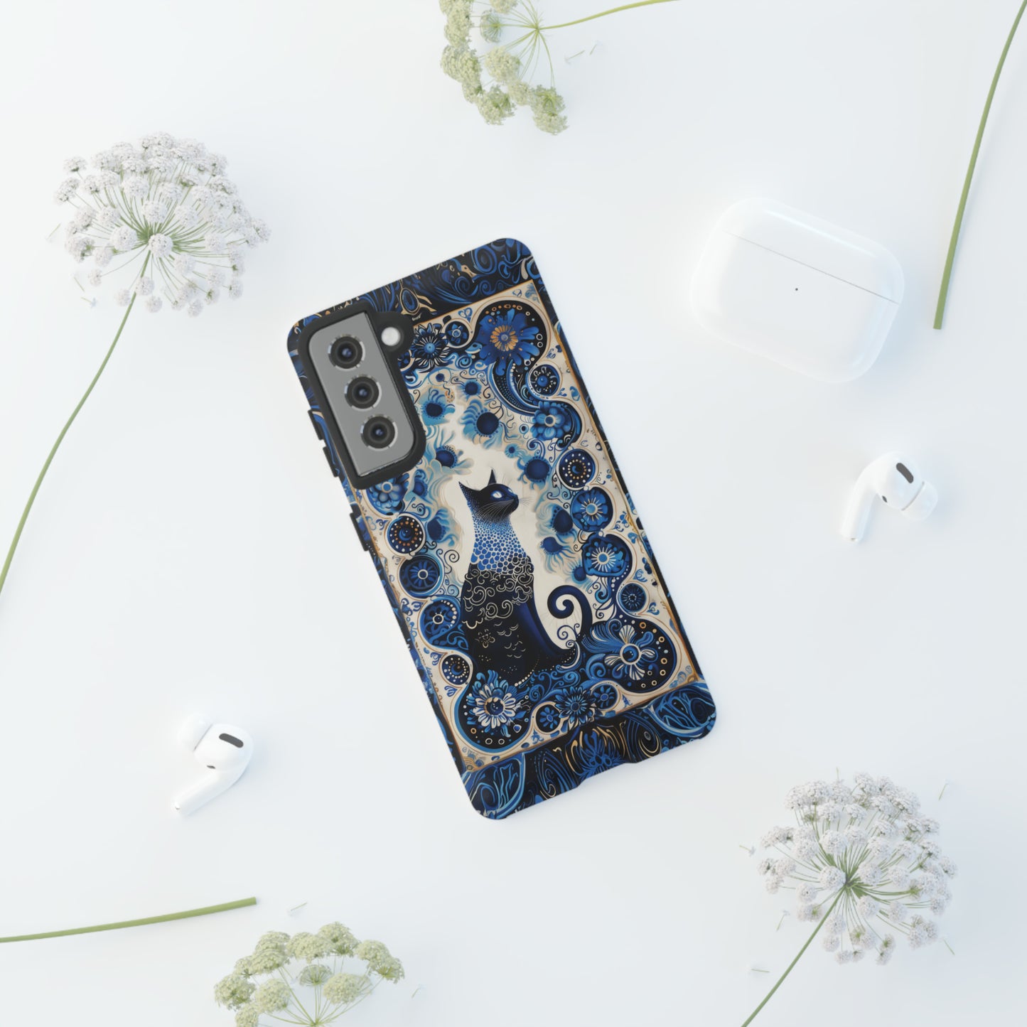 Black cat in frame Tough Cases