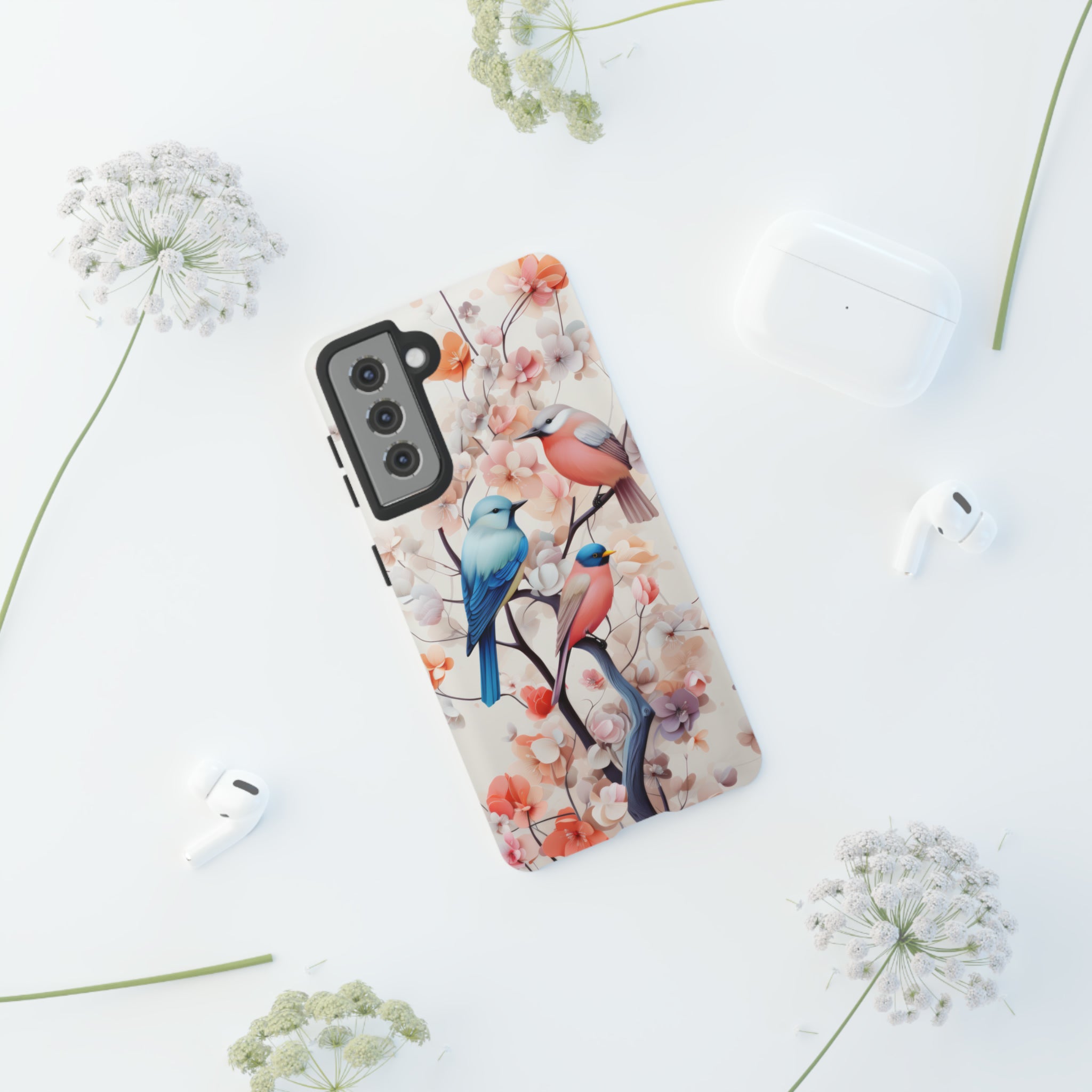 Three birds on a branch water color Tough Cases