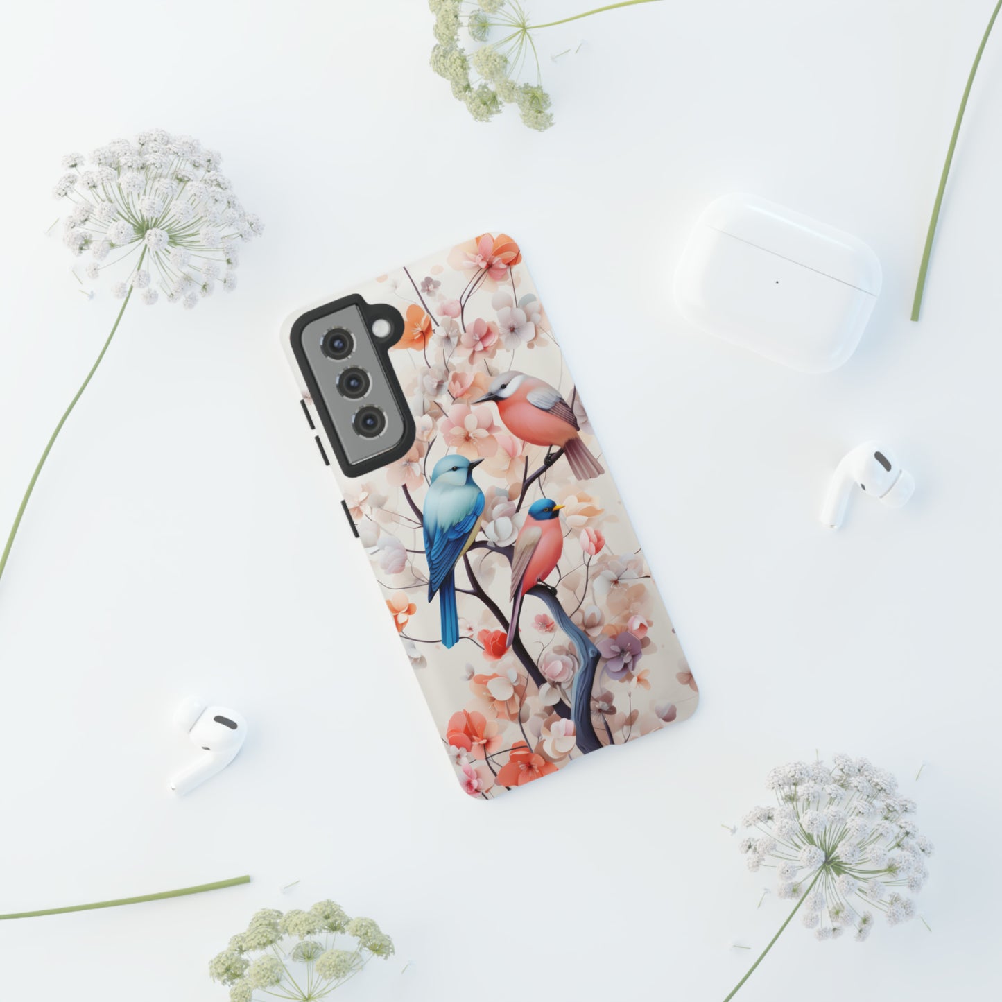 Three birds on a branch water color Tough Cases