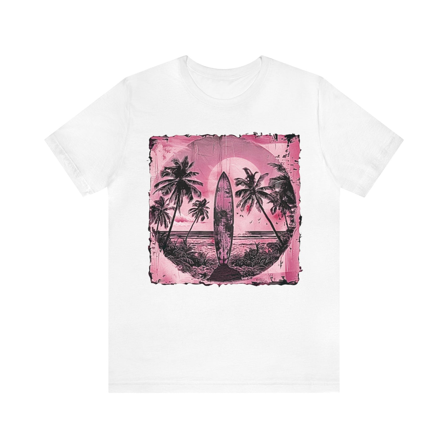 Pink vintage surfboard Unisex Jersey Short Sleeve Tee