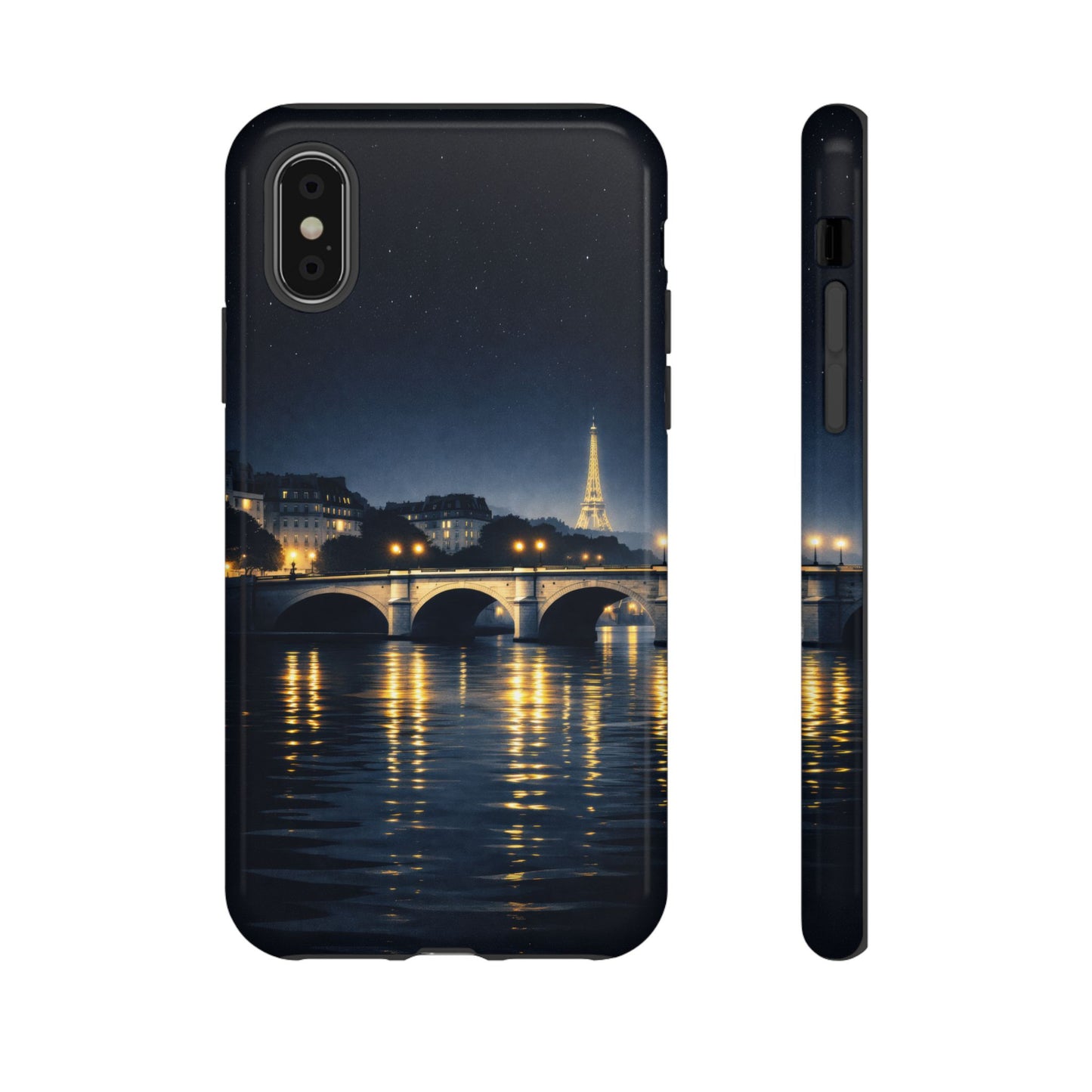 Paris Night Skyline Tough Phone Case — Eiffel Tower Reflections