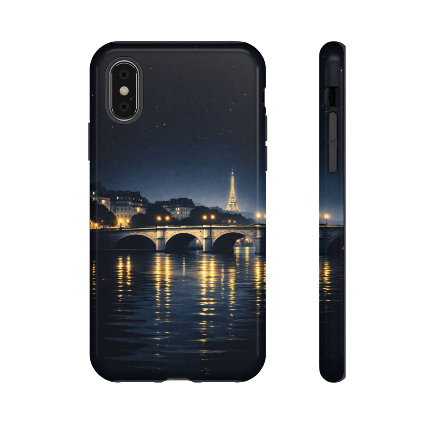 Paris Night Skyline Tough Phone Case — Eiffel Tower Reflections