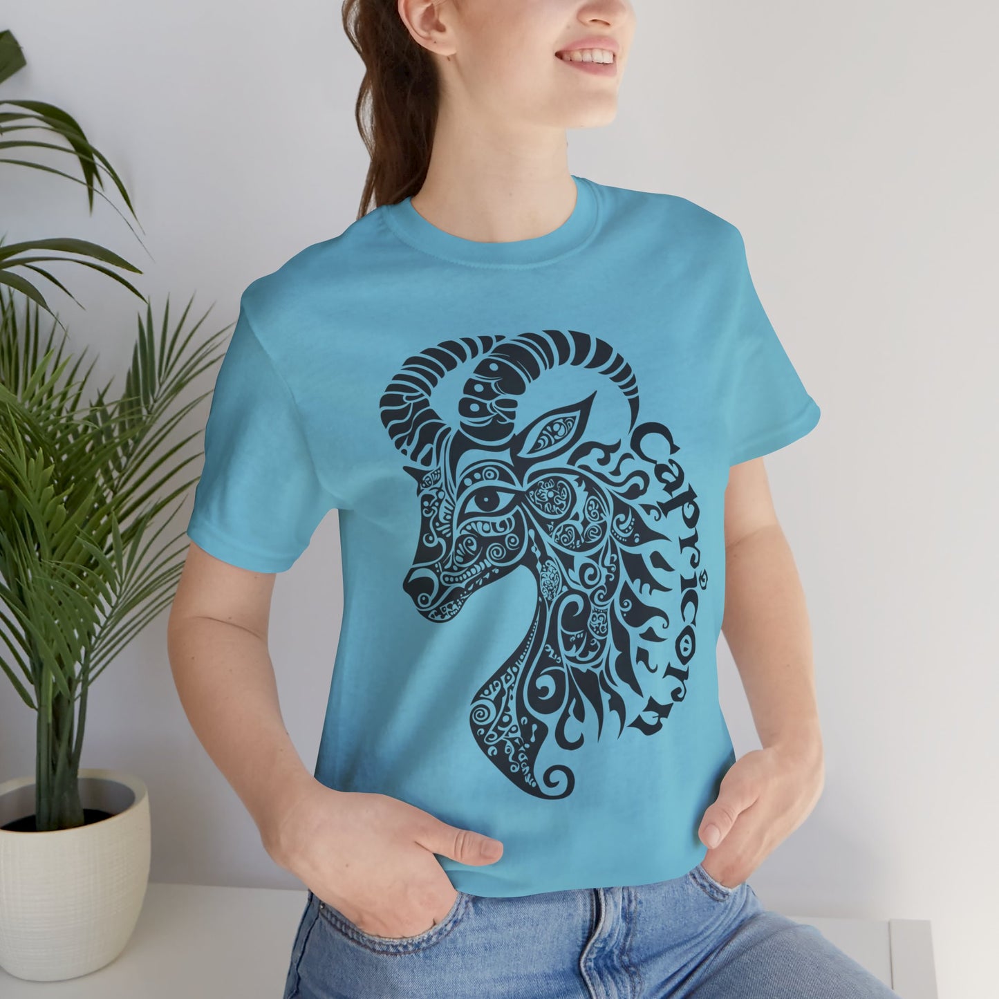 Capricorn with black graphic Unisex Jersey Short Sleeve Tee