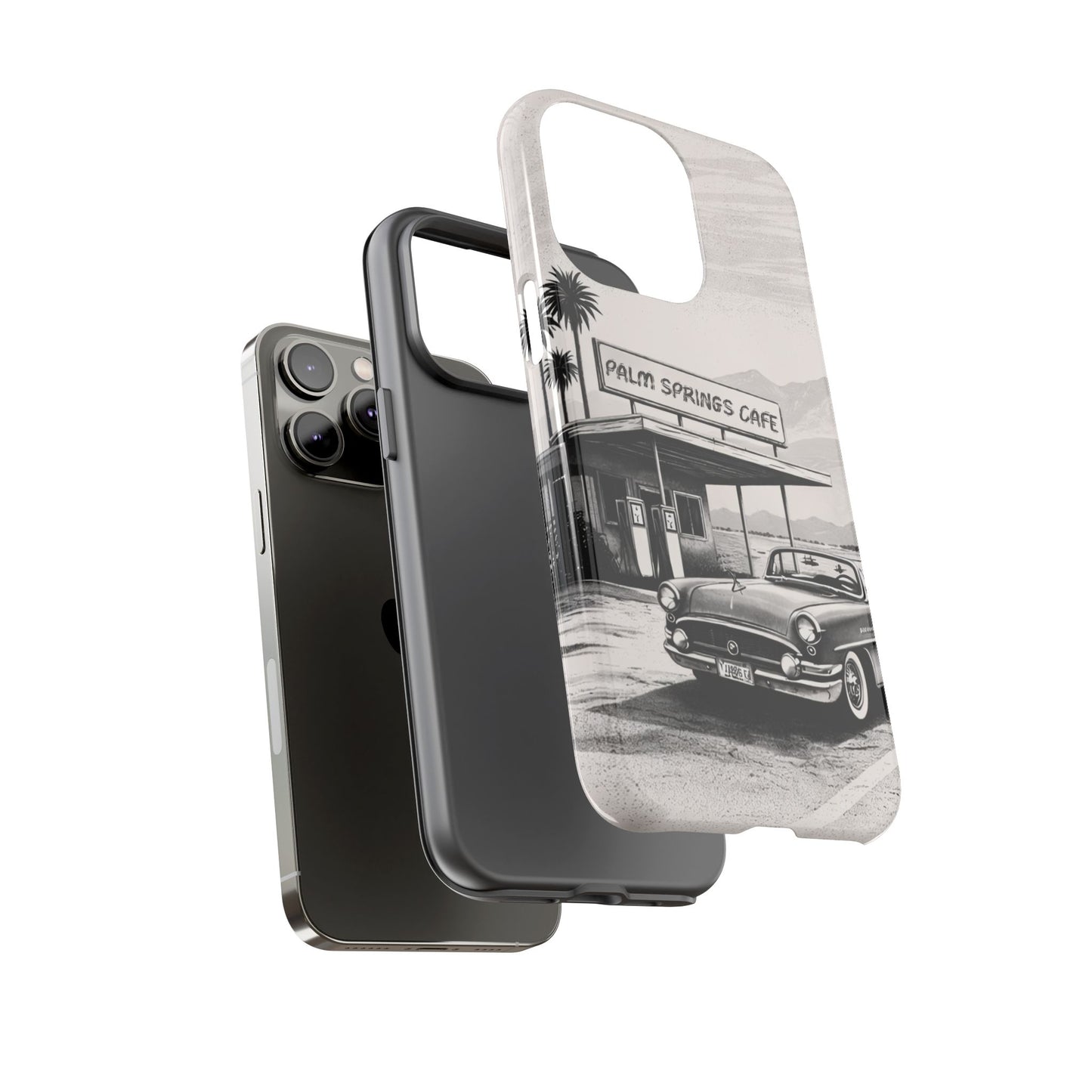 Vintage Palm Springs Cafe Phone Case – Retro Convertible Roadtrip Design