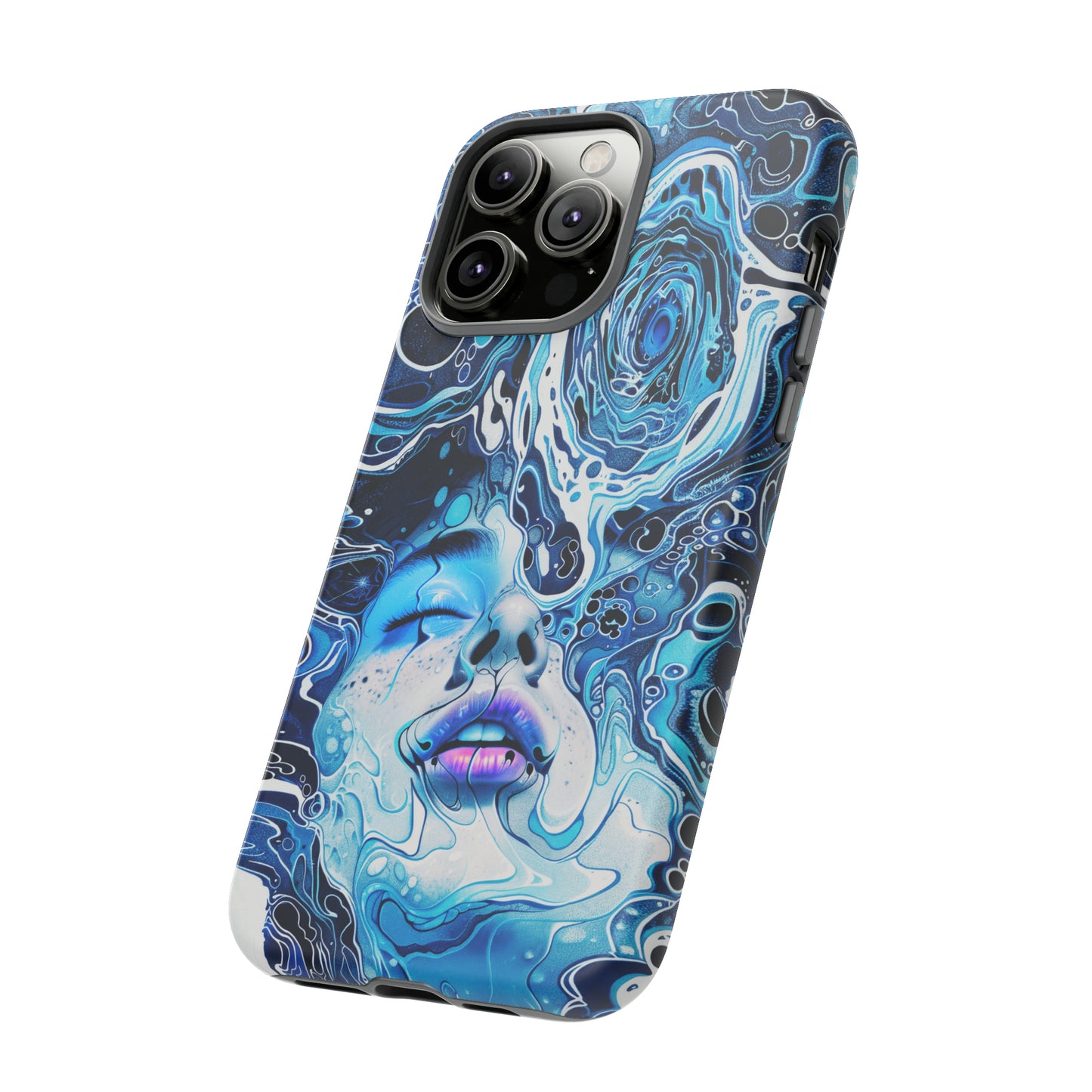 Phone Case, whimsical water fantasy design, blue woman in water, Artistic design, Tough Case, , iPhone 15, 14, 13, 12, 11, Samsung, Pixel