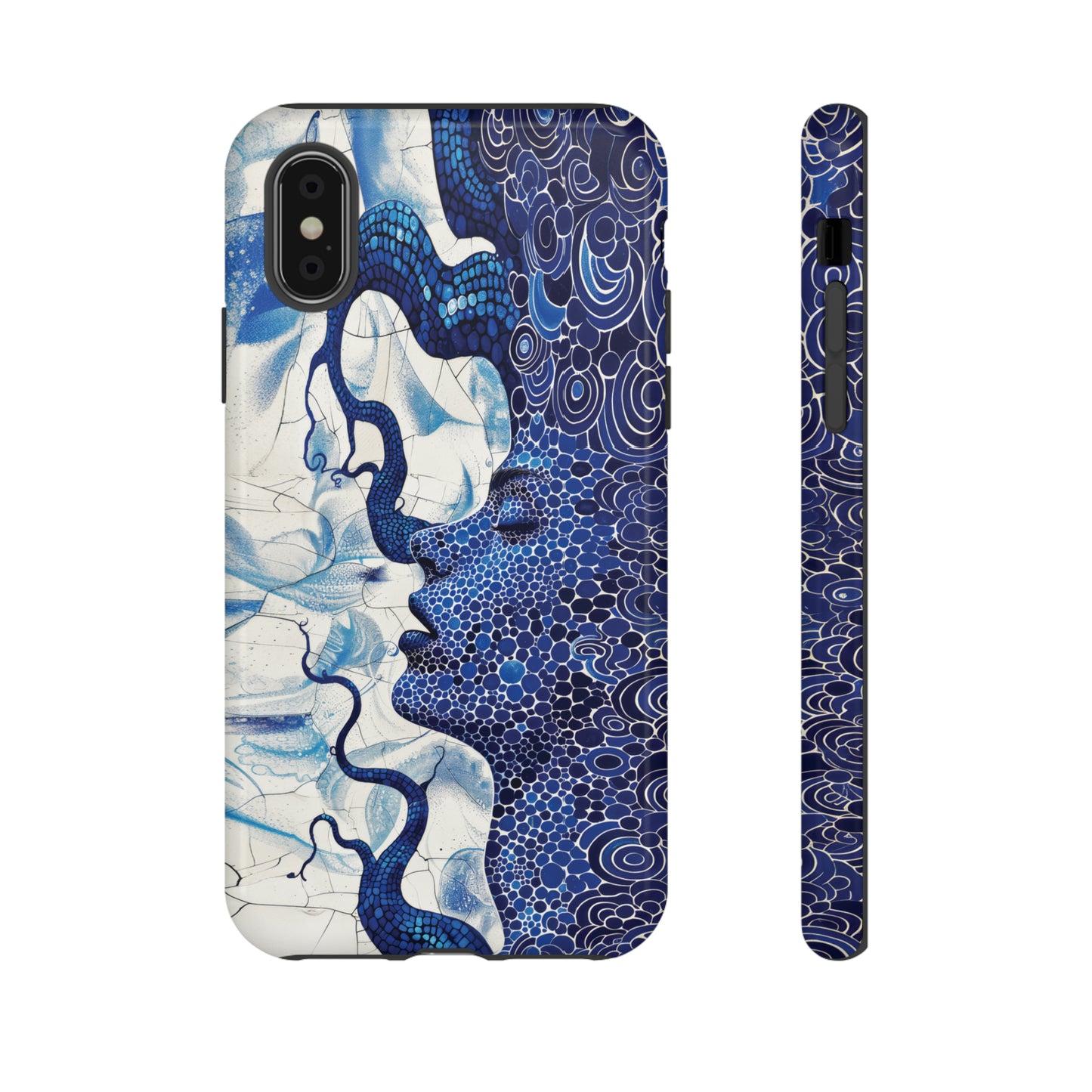 Phone Case, blue woman Artistic design, Tough Case, Colorful whimsical fantasy design, iPhone 15, 14, 13, 12, 11, Samsung, Pixel