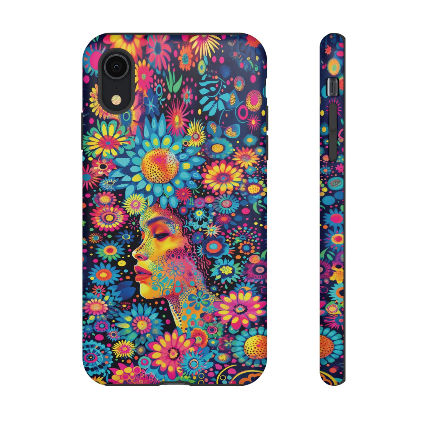Phone Case, whimsical flower girl, Artistic design, Tough Case, Colorful flower fantasy design, iPhone 15, 14, 13, 12, 11, Samsung, Pixel