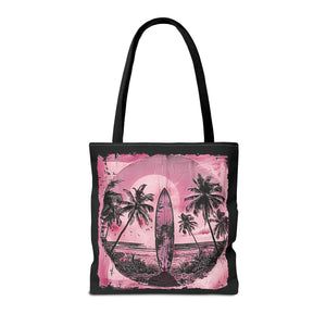 Pink Vintage surfboard Tote Bag (AOP)