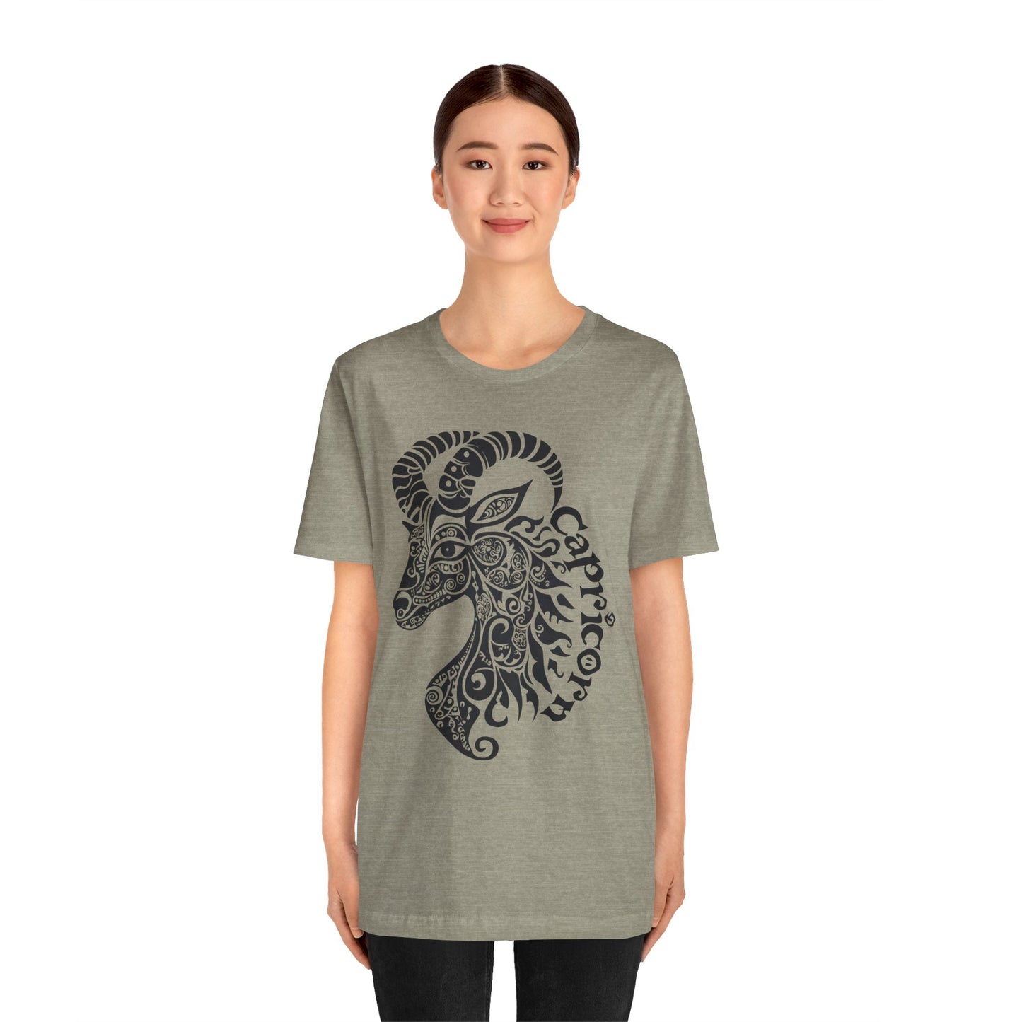 Capricorn with black graphic Unisex Jersey Short Sleeve Tee
