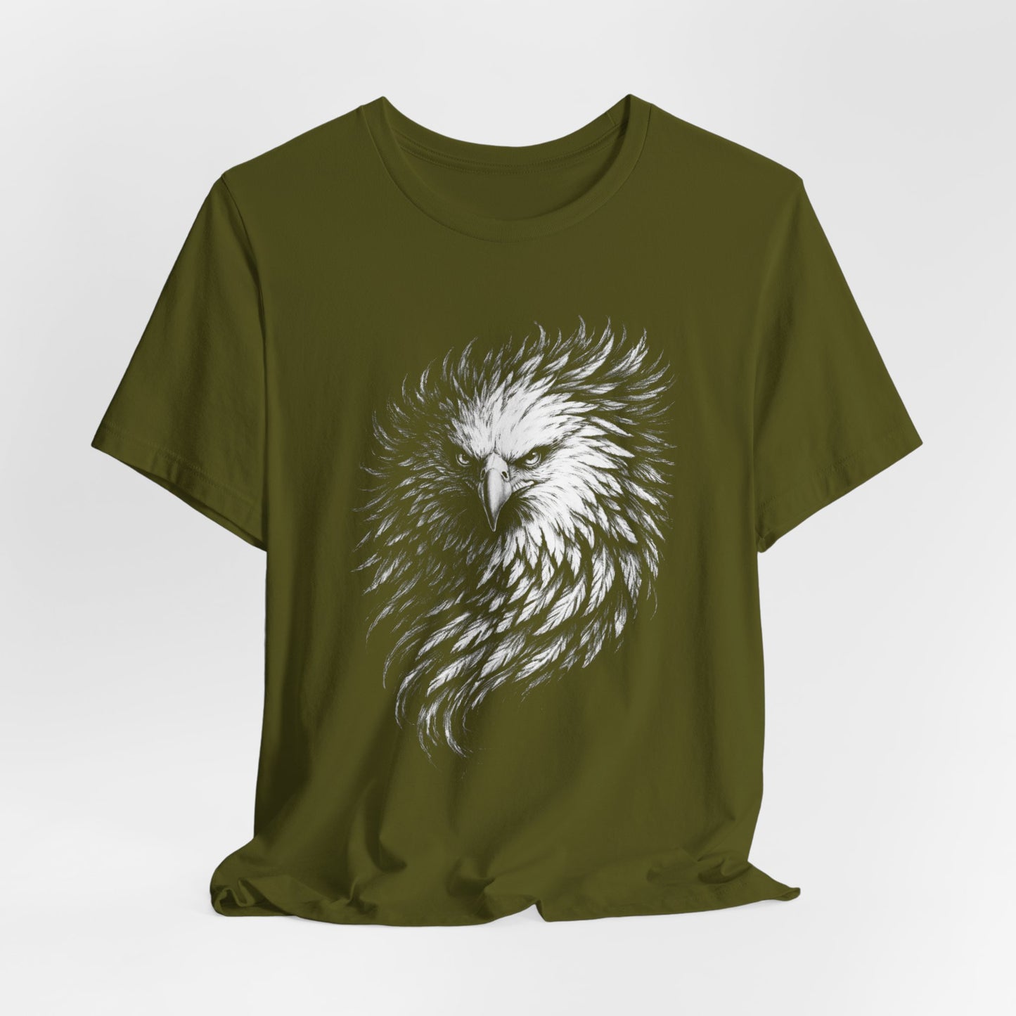 Eagle Head Feather Art T-Shirt in a chalk style, Majestic Eagle Illustration Tee