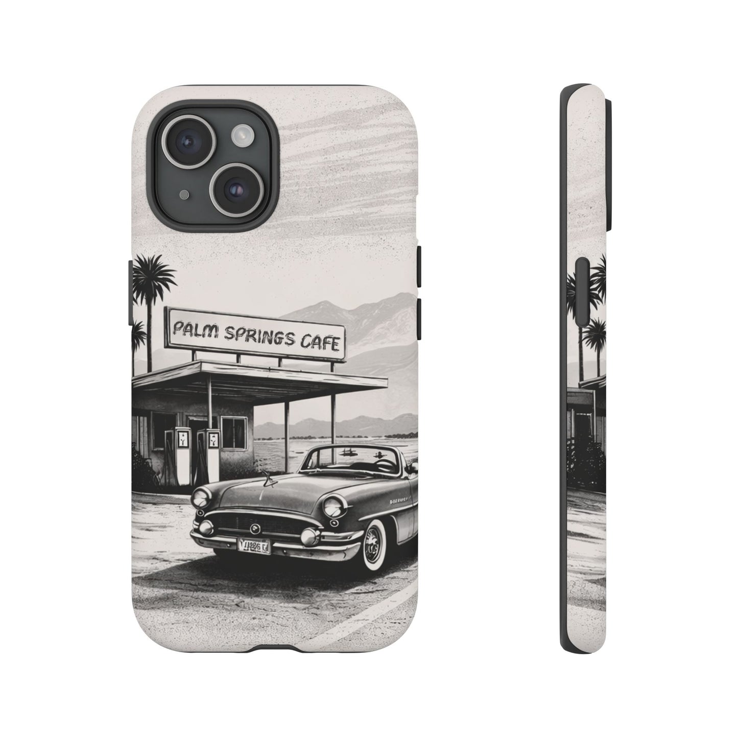 Vintage Palm Springs Cafe Phone Case – Retro Convertible Roadtrip Design