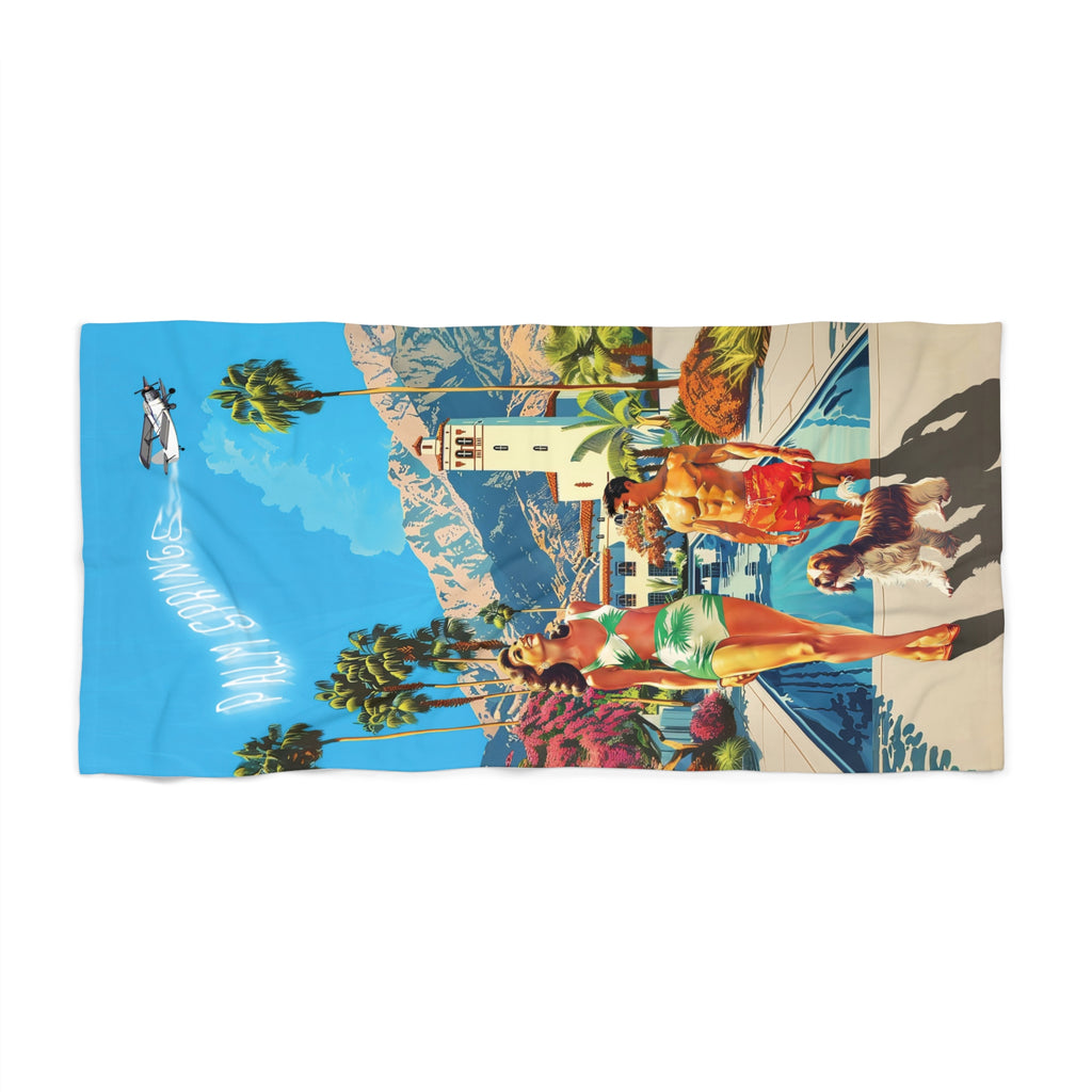 Vintage Palm Spring resort Beach Towel 36" x 72"