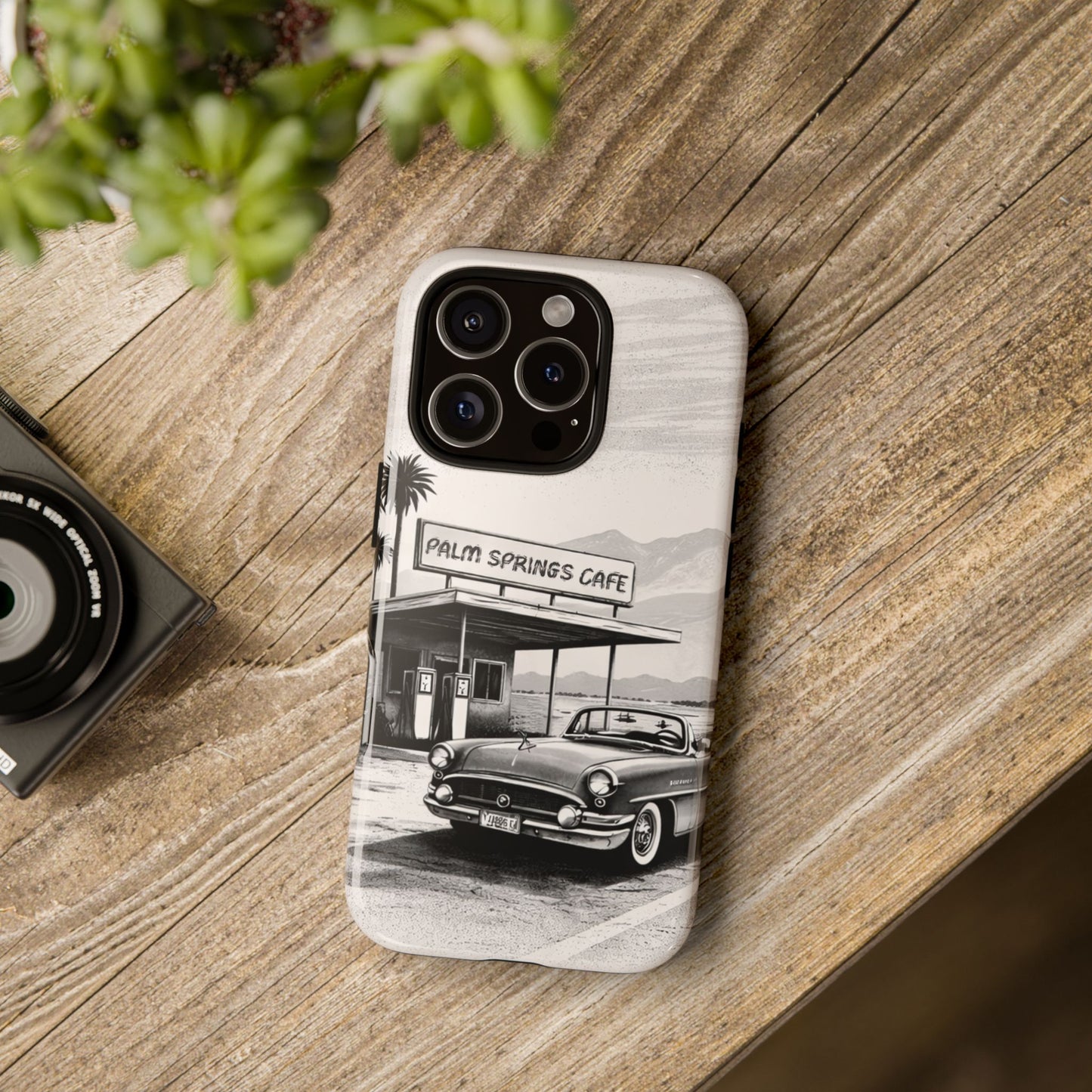 Vintage Palm Springs Cafe Phone Case – Retro Convertible Roadtrip Design