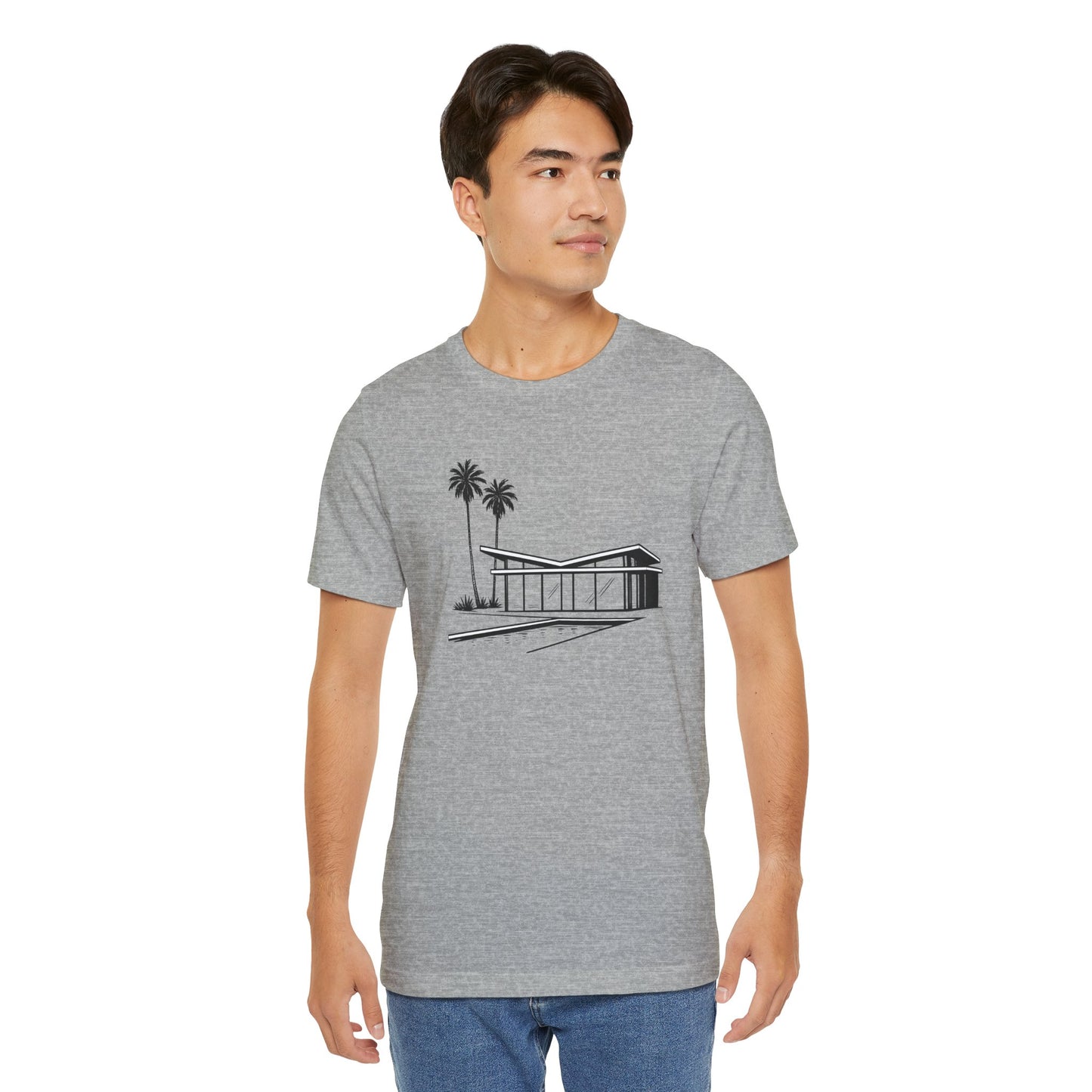 Mid-Century Modern House Tee Mid Century Icons series— Palm Tree Architectural Graphic Shirt, Mid Century modern, Palm Springs