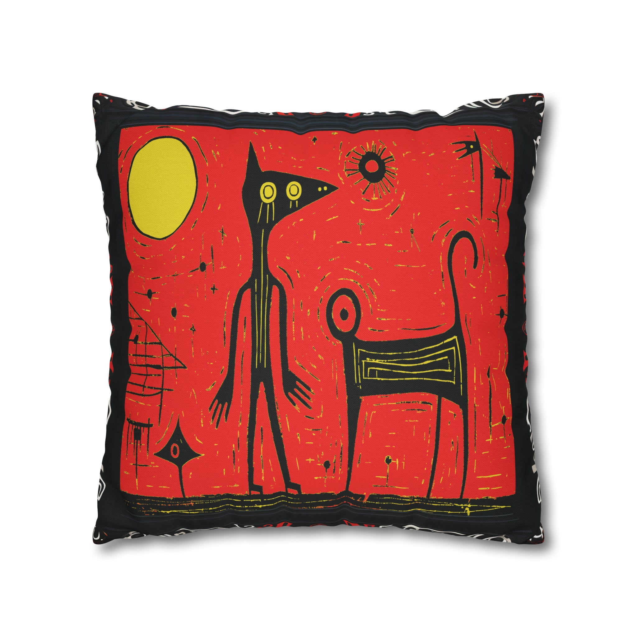 Alien Pillow in Black & Red