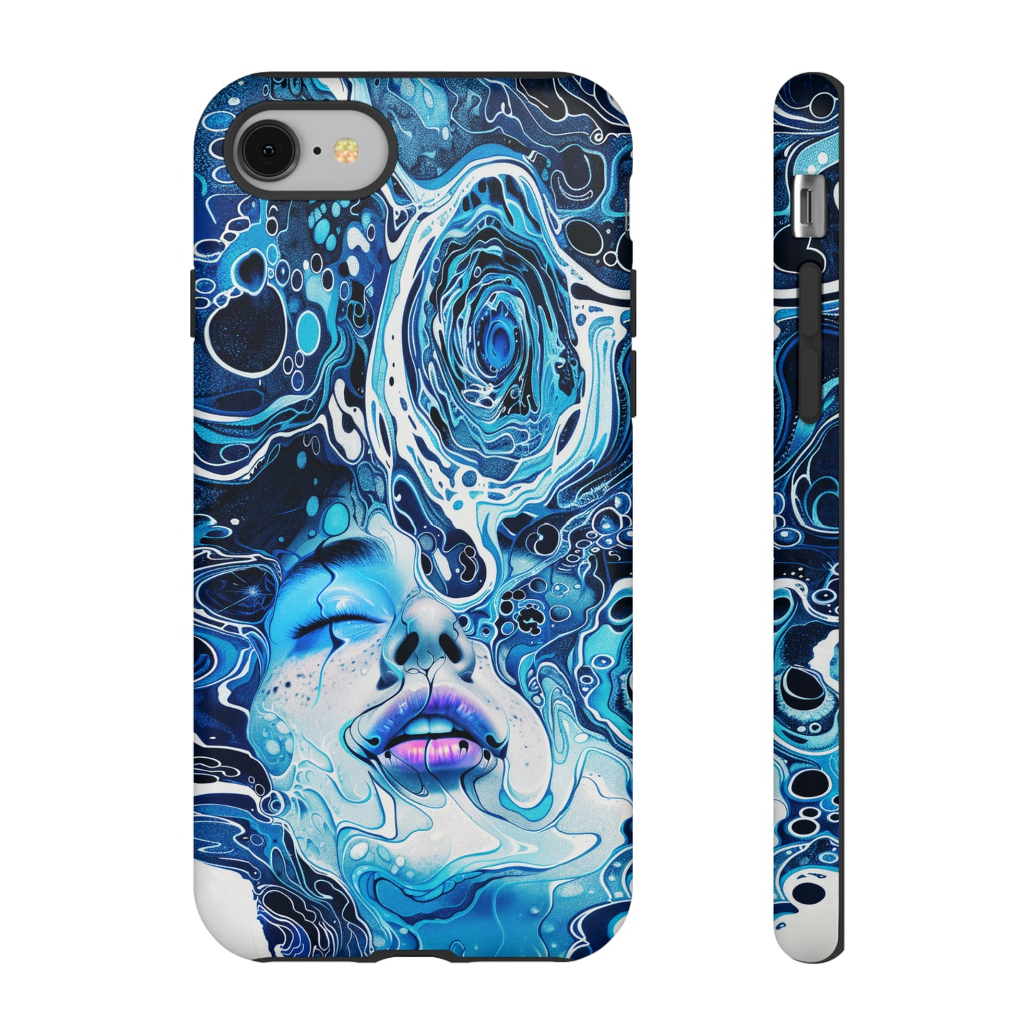Phone Case, whimsical water fantasy design, blue woman in water, Artistic design, Tough Case, , iPhone 15, 14, 13, 12, 11, Samsung, Pixel