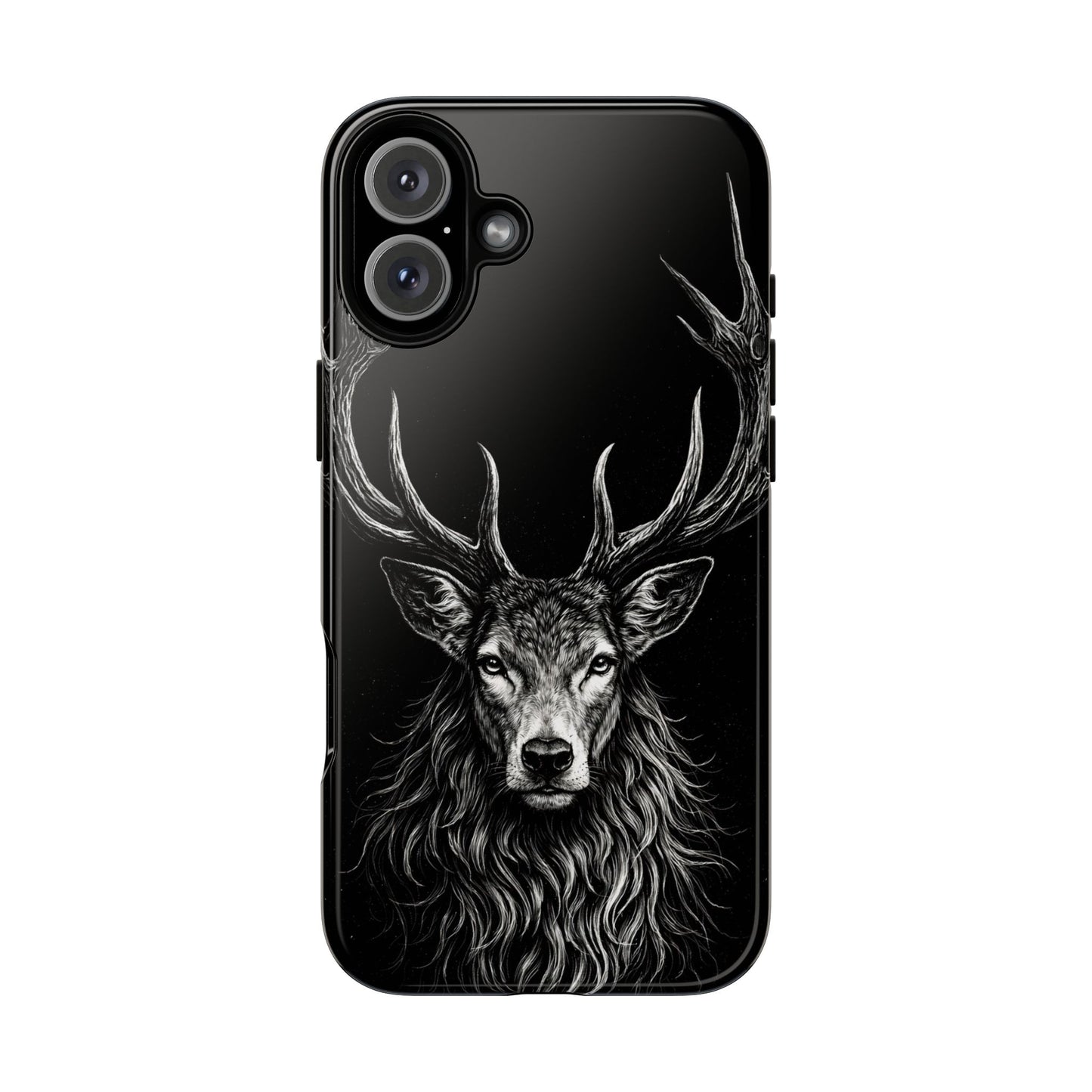 Stag Head drawing Phone Case — Chalk drawing on black of a Deer Protective Phone Cover