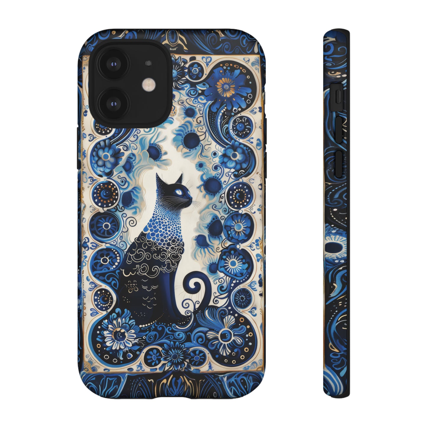 Black cat in frame Tough Cases