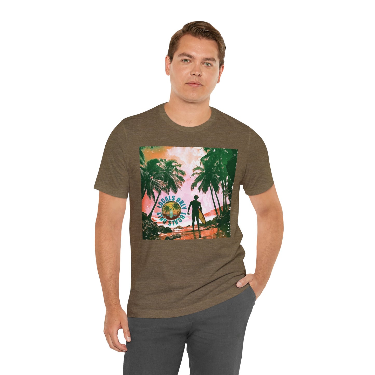 Beach scene with Locals Only stamp Unisex Jersey Short Sleeve Tee