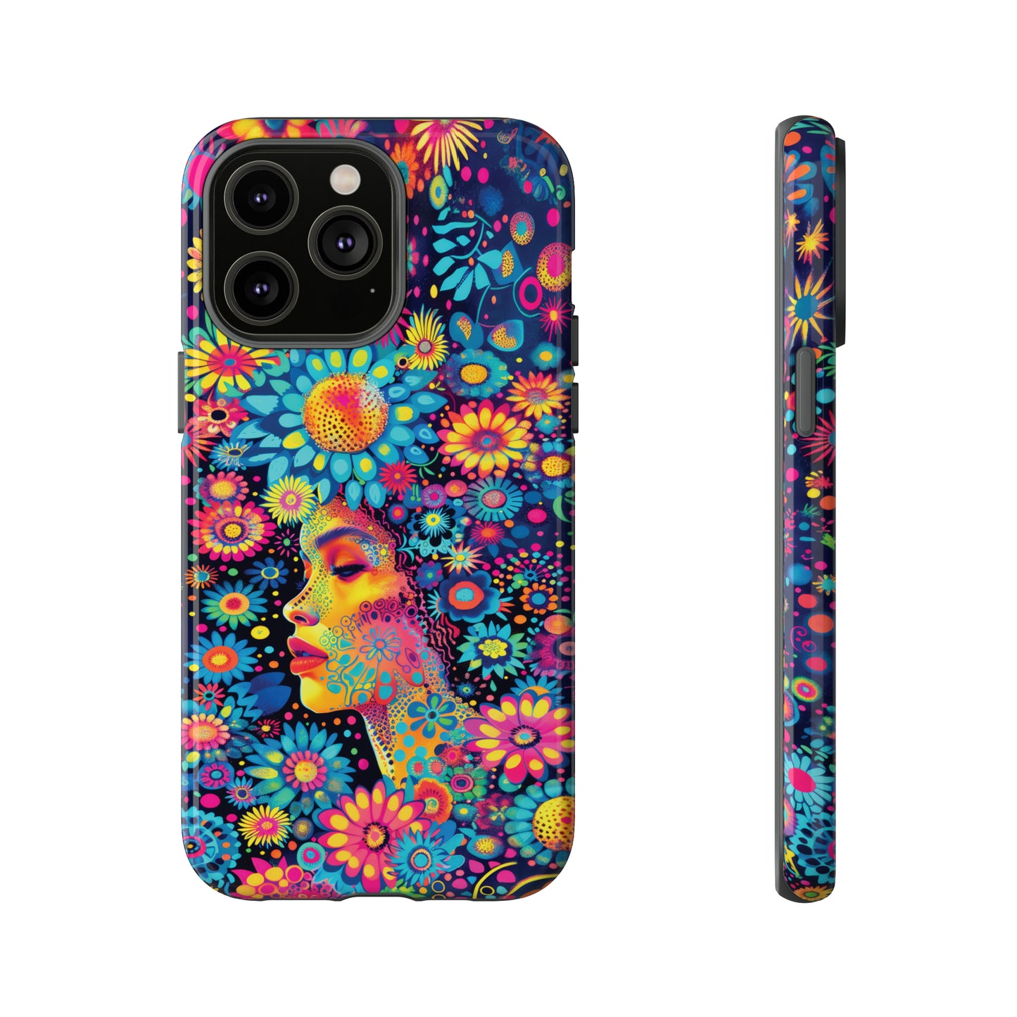 Phone Case, whimsical flower girl, Artistic design, Tough Case, Colorful flower fantasy design, iPhone 15, 14, 13, 12, 11, Samsung, Pixel
