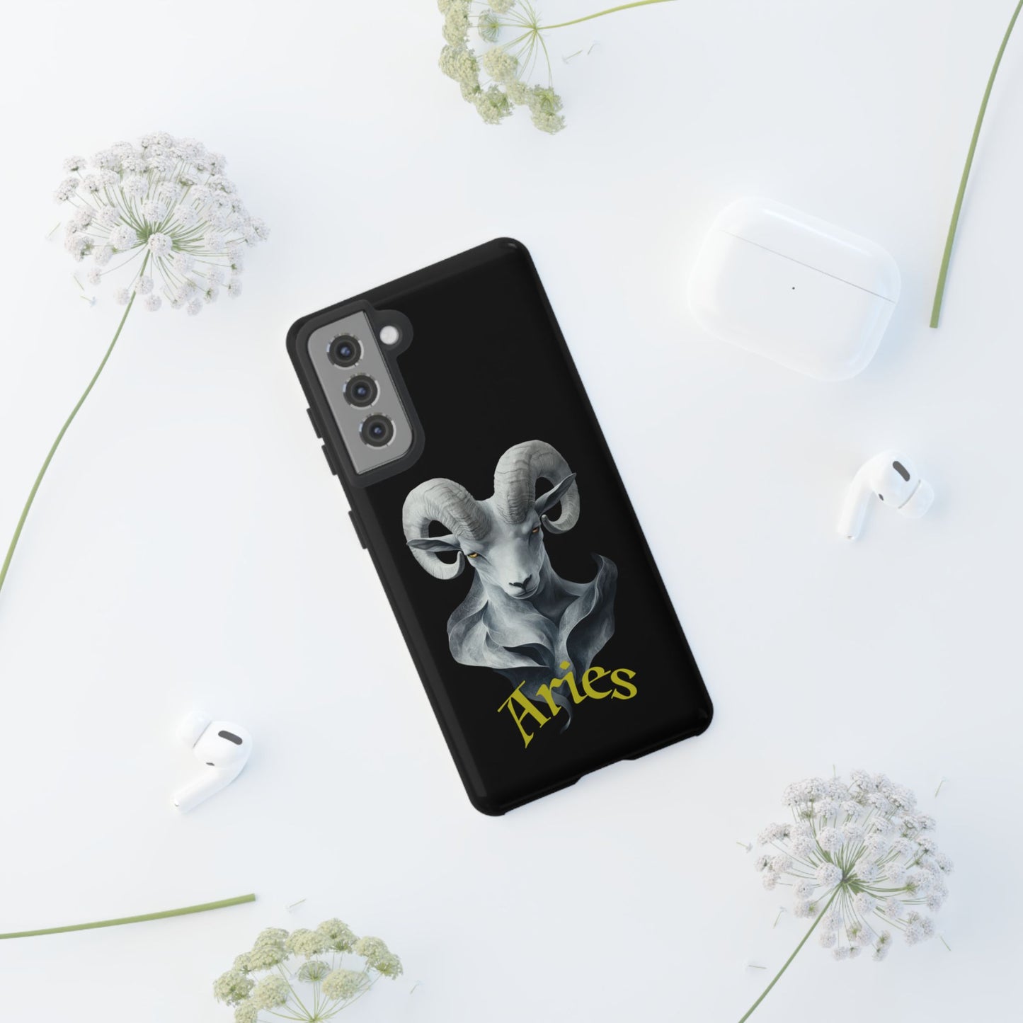 Aries Tough Phone Cases, Artistic Zodiac Phone Cases, premium-quality cases for iPhone, Samsung Galaxy, and Google Pixel devices