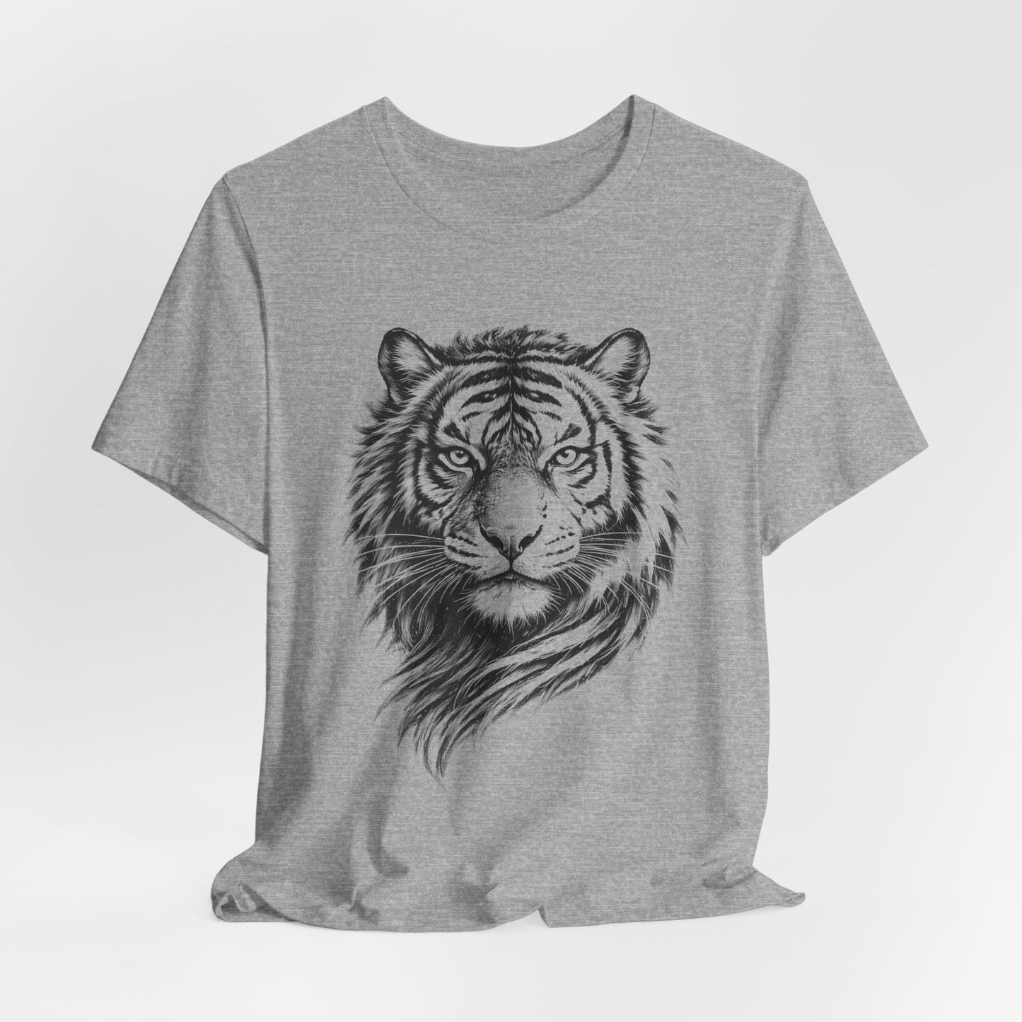 Tiger Head Sketch T-Shirt — Detailed Black & White charcoal drawing style  Wildlife Graphic Tee