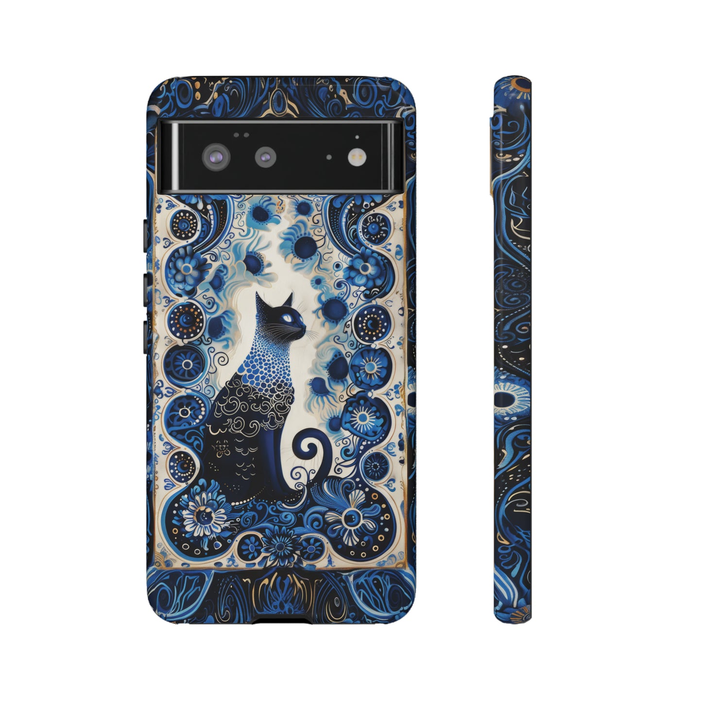 Black cat in frame Tough Cases