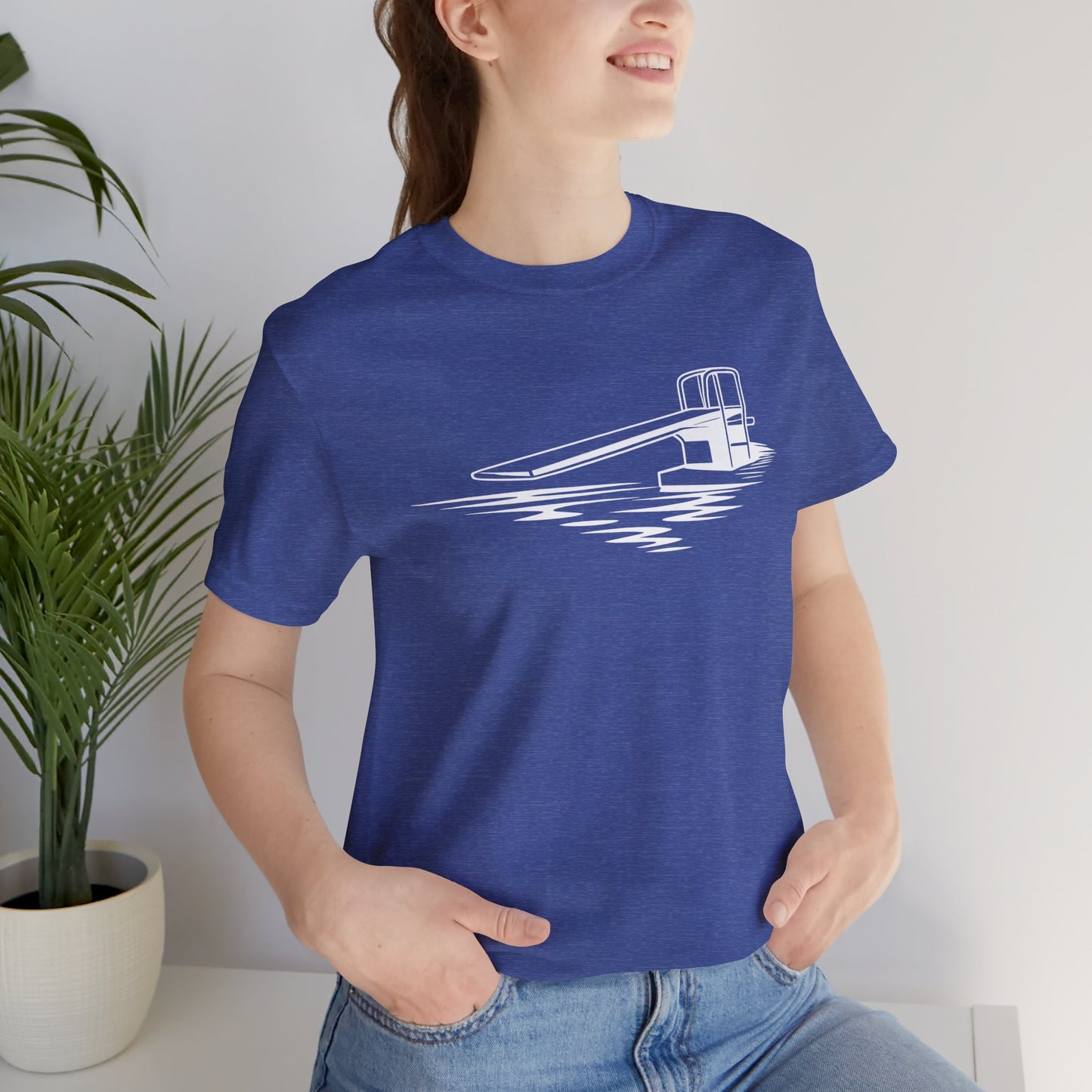 Desert Modern Icons series, Diving board graphic Unisex Jersey Short Sleeve Tee, Vintage Palm Springs