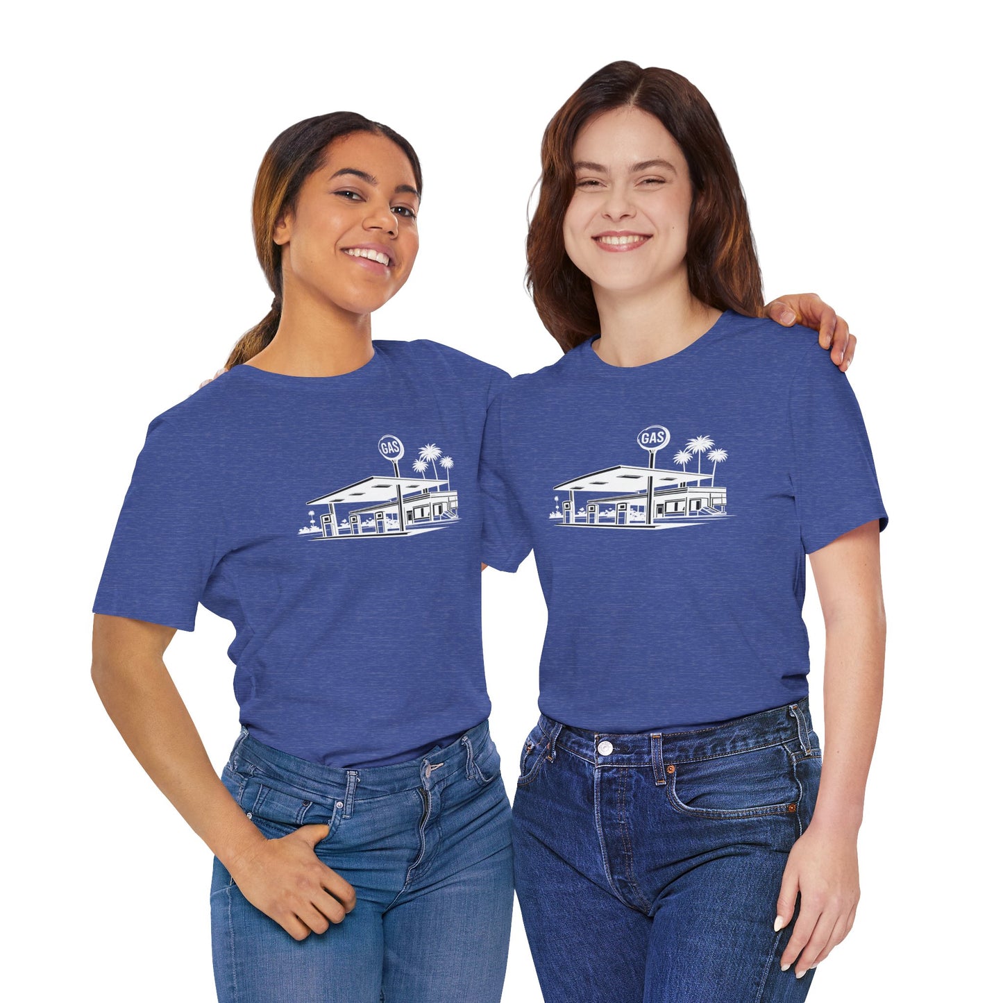 Mid Century Gas Station Graphic Tee, Icons of Mid Century series — Retro Desert Pump Illustration T-Shirt, Palm Springs Modern