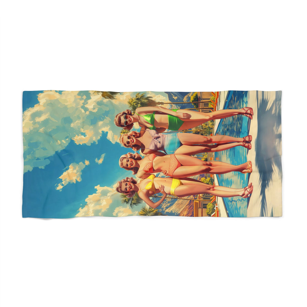 Girls by the pool Beach Towel