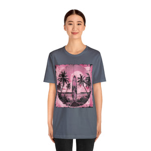 Pink vintage surfboard Unisex Jersey Short Sleeve Tee