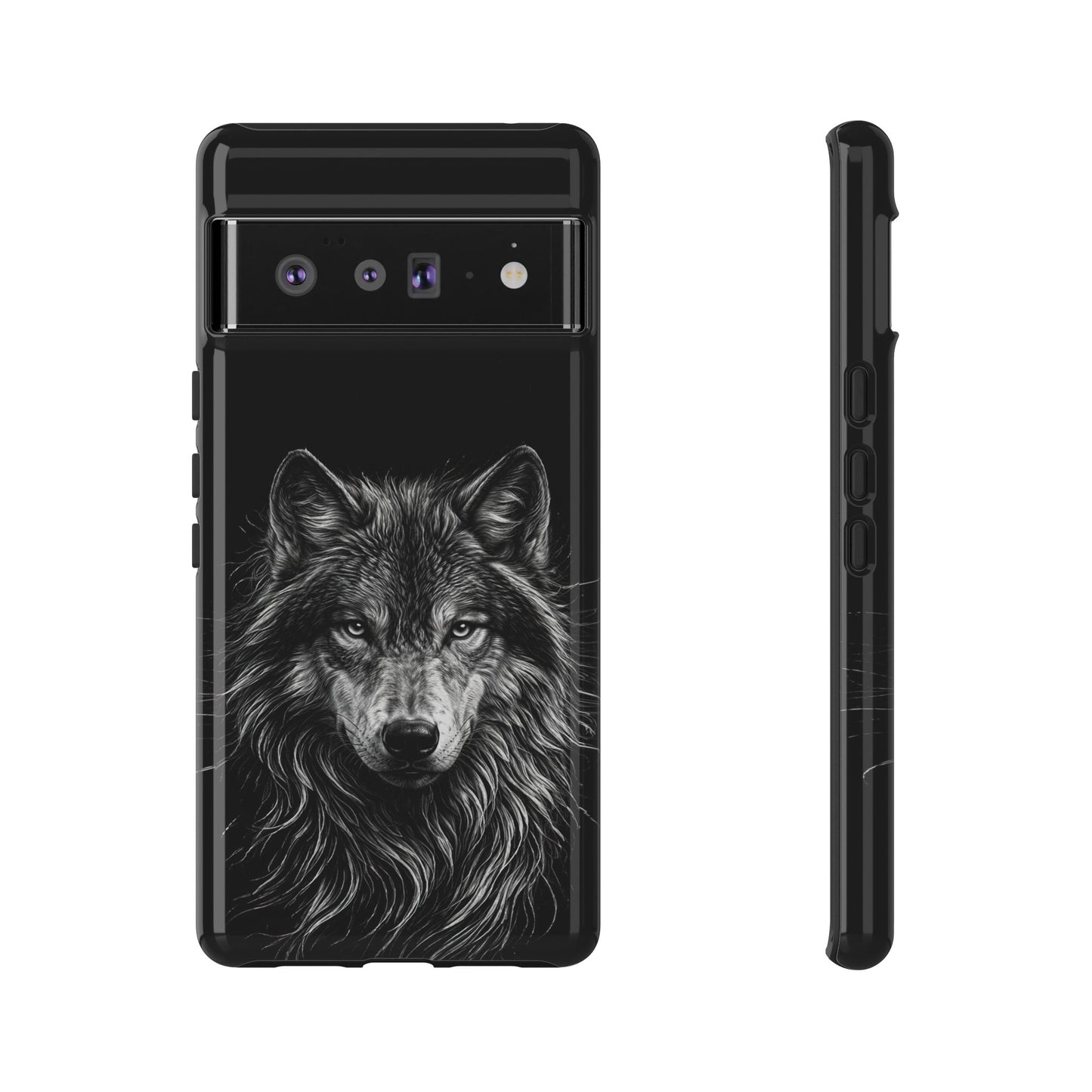 Wolf drawing Phone Case - Tough and Stylish Black Design